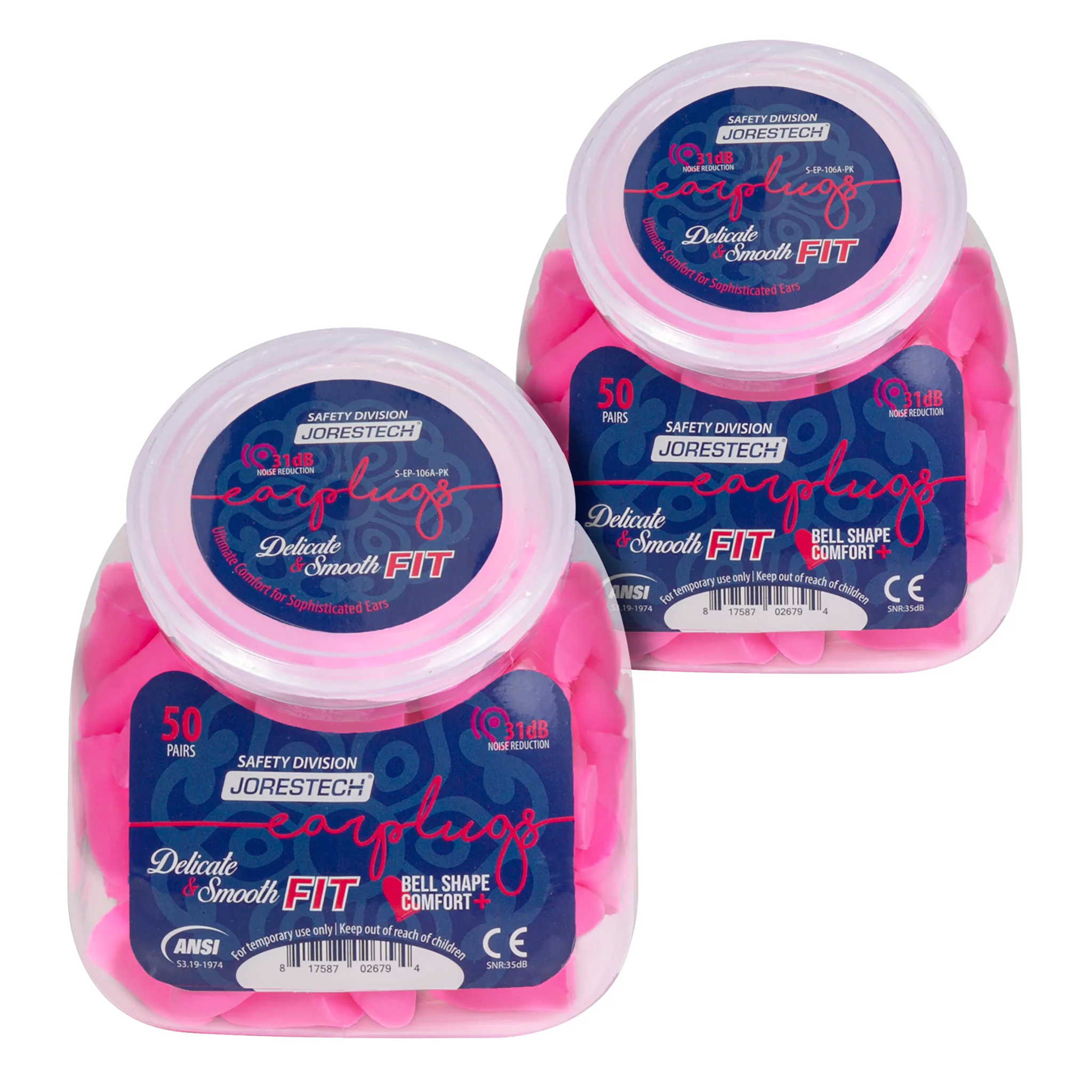 31dB NRR Bell-Shaped Soft Foam Earplugs – 50 Pairs - Image 4