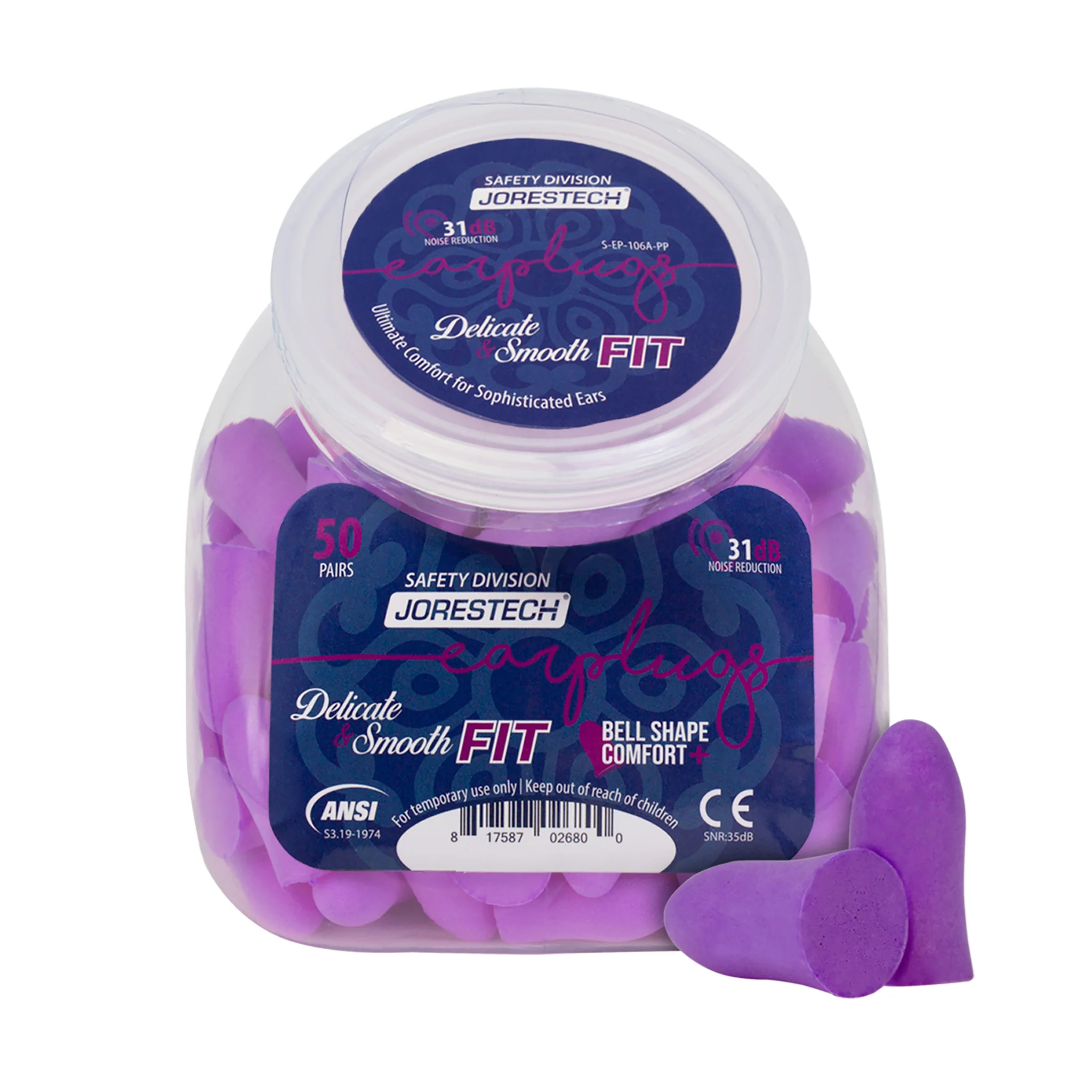 31dB NRR Bell-Shaped Soft Foam Earplugs – 50 Pairs - Image 6