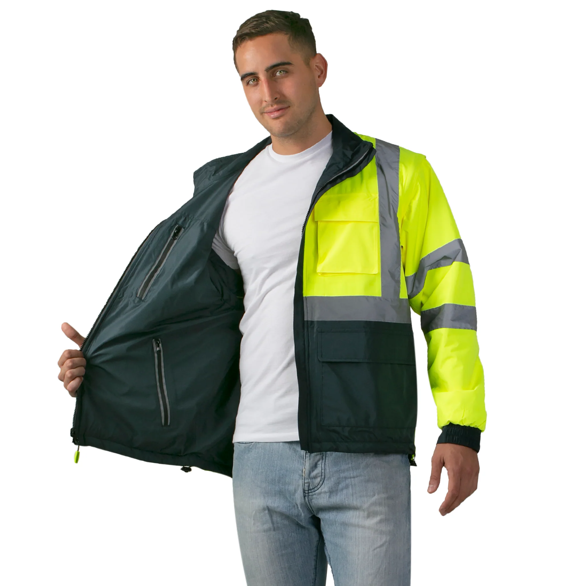4 in 1 Hi-Vis Reversible Safety Jacket with Removable Sleeves - Image 10