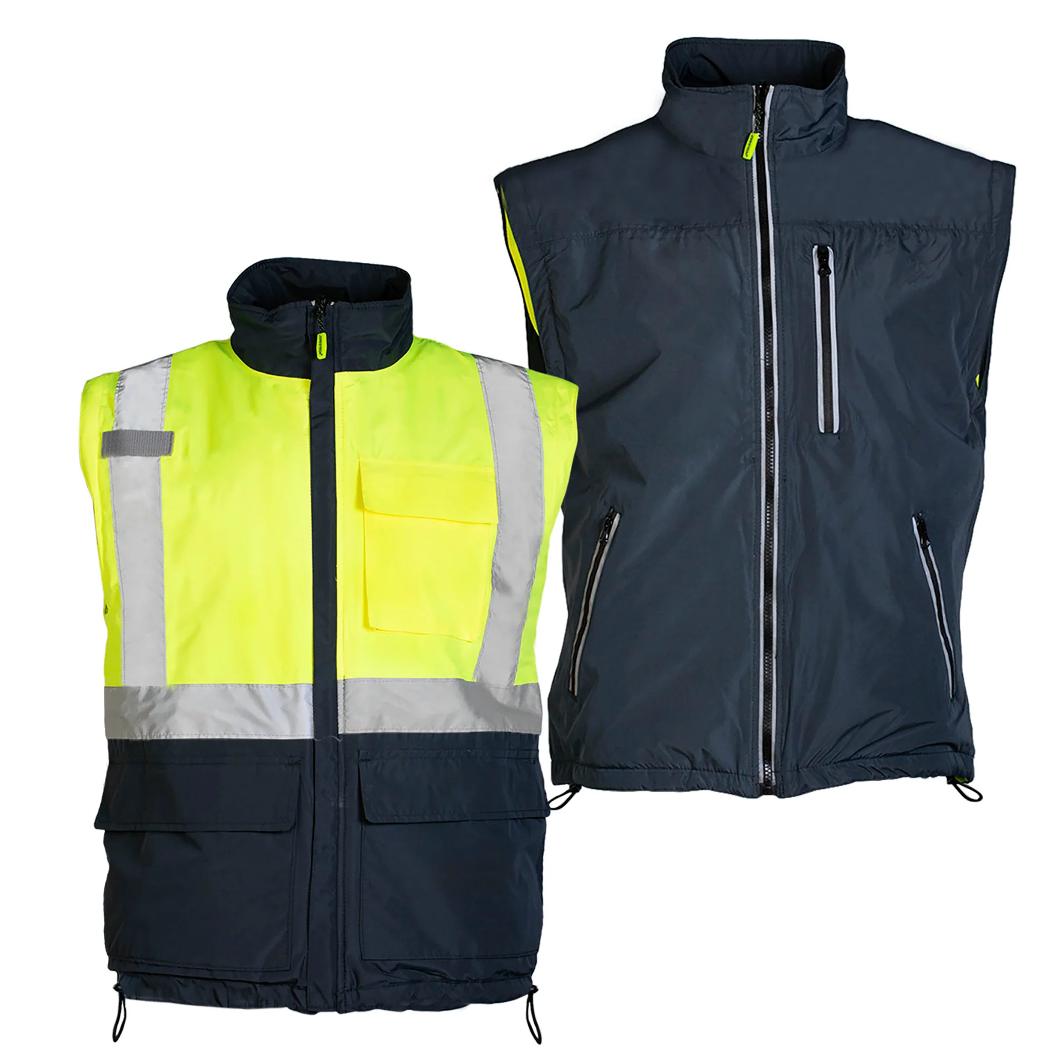 4 in 1 Hi-Vis Reversible Safety Jacket with Removable Sleeves - Image 8