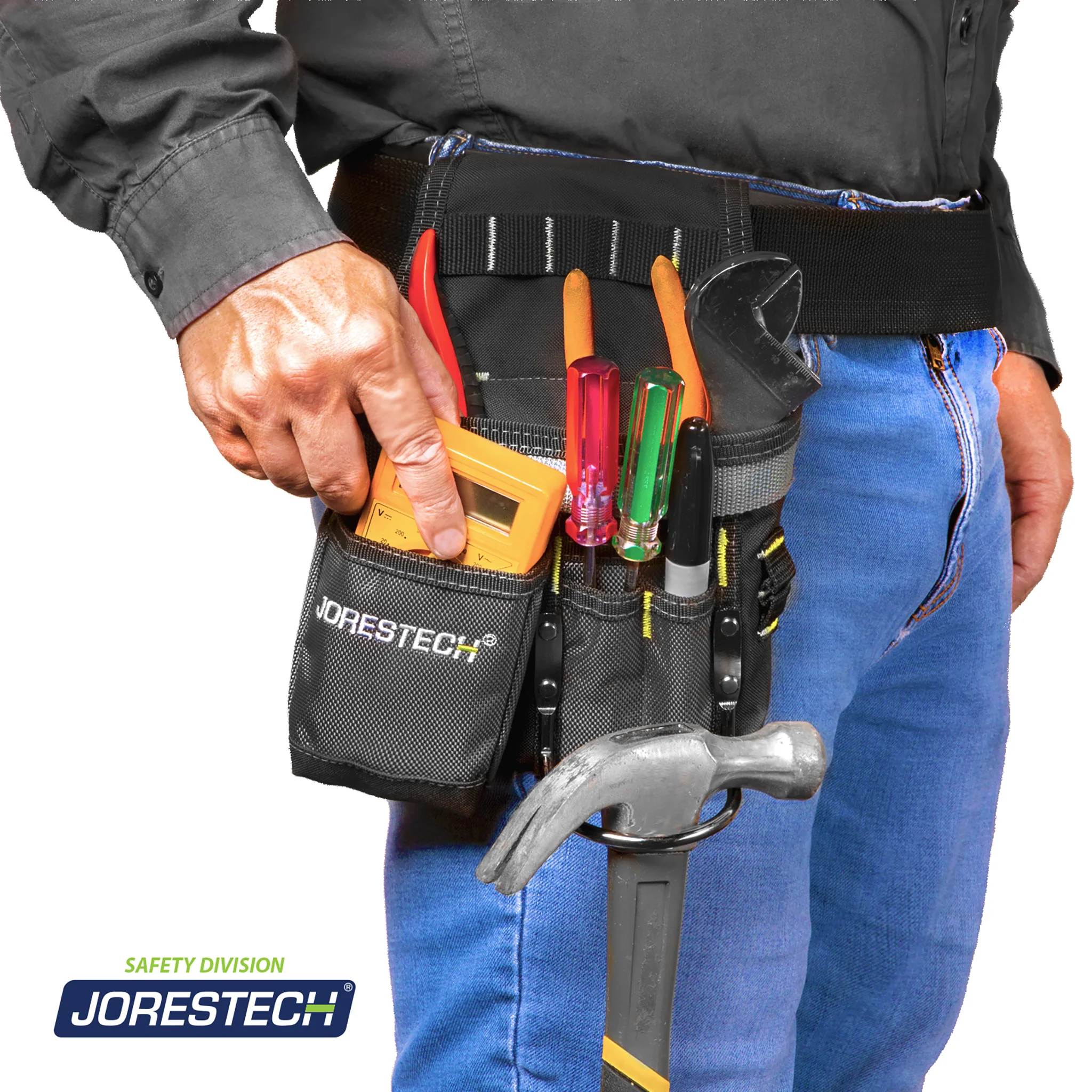 5 Pocket Tool Belt Pouch with Hammer Holder - Image 5