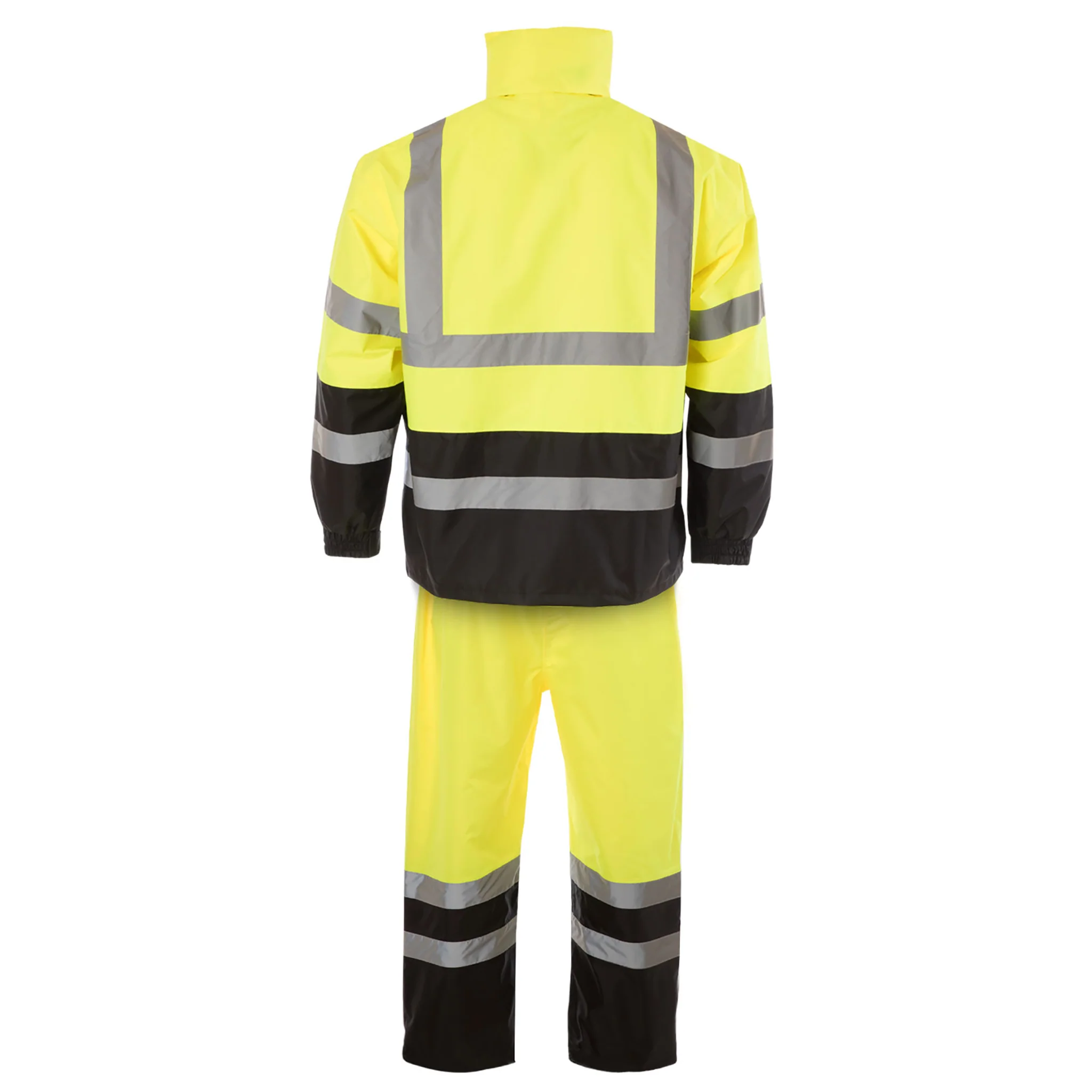 Hi-Vis Yellow/Black Rain Set - Pants & Jacket with 2" Reflective Strips - Image 8