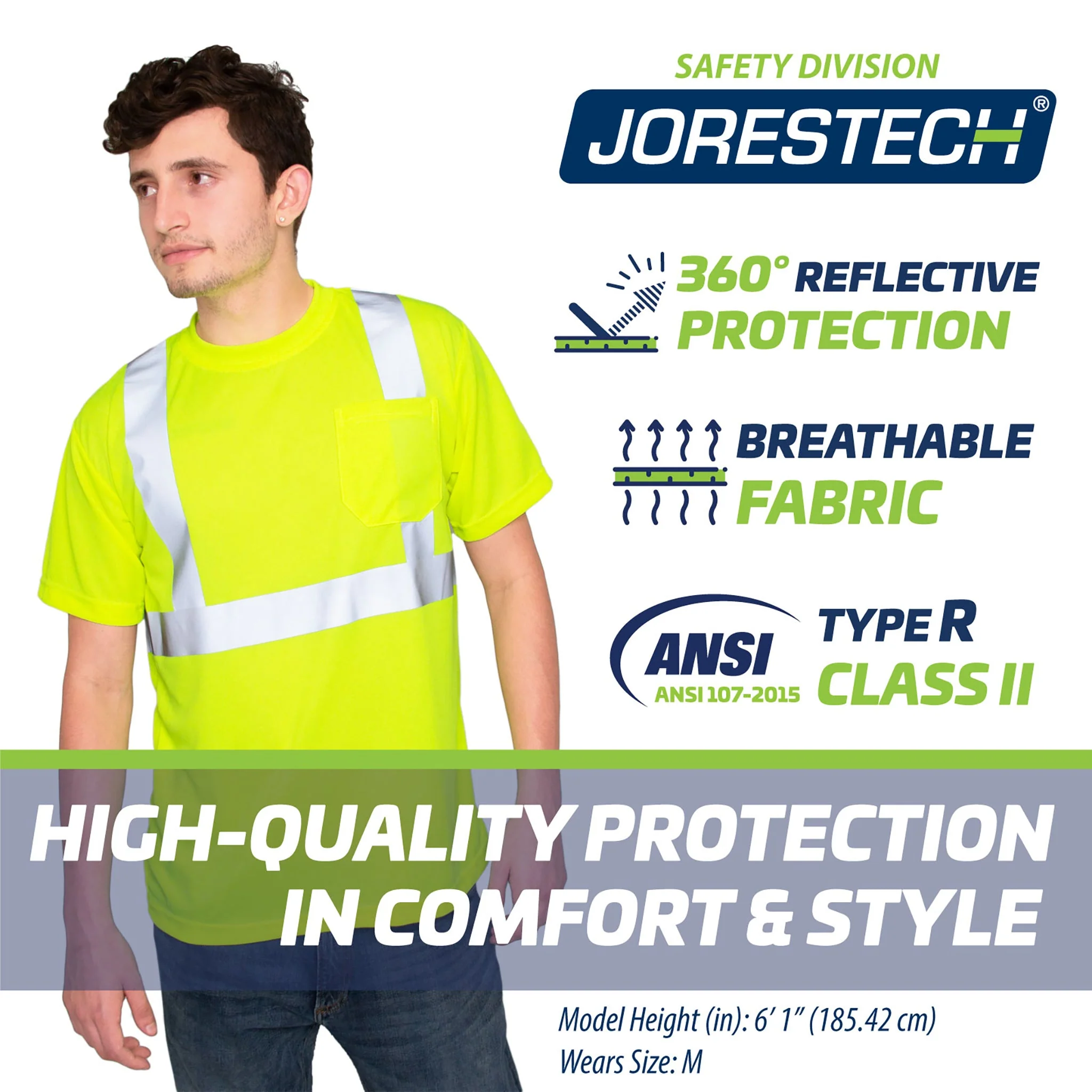 Hi-Vis Heat Transfer Reflective Safety Pocket Shirt - Image 6