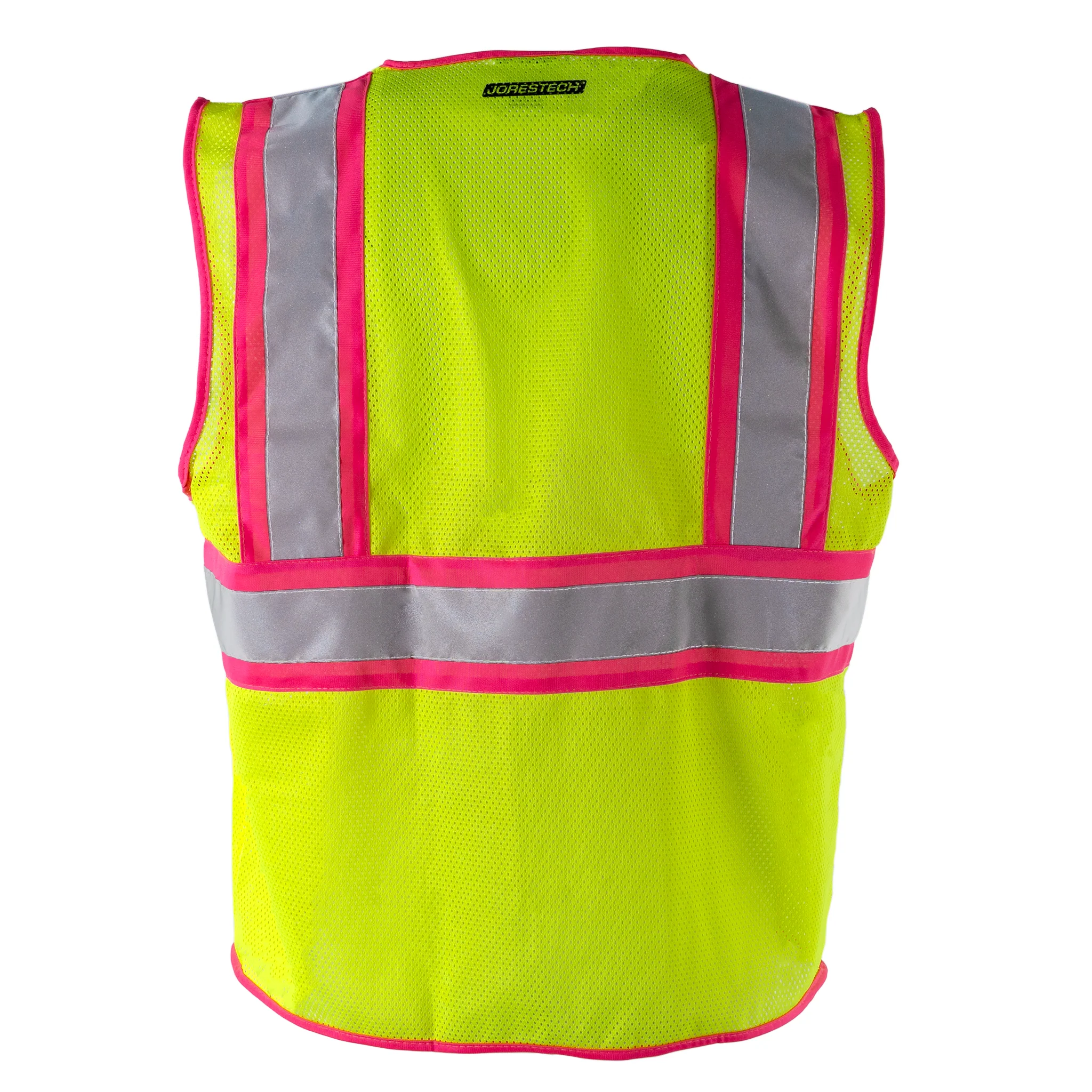 Hi Vis Mesh Safety Vest with Pink Contrasting Strips and Reflective Tapes - Image 3