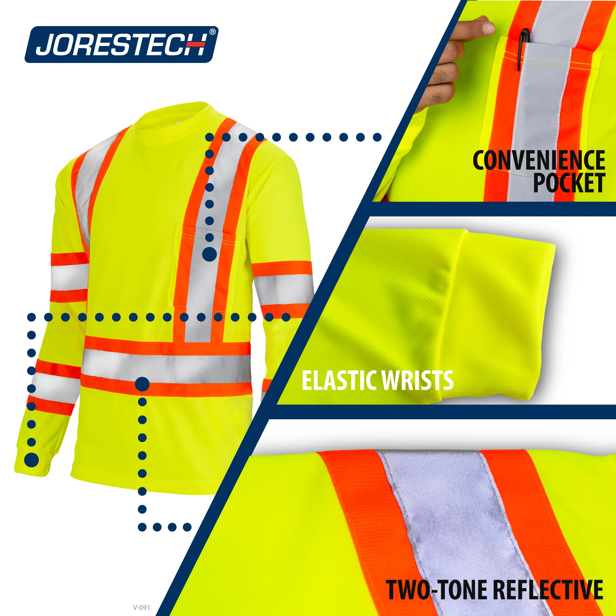 Hi-Vis Reflective Two-Tone Long Sleeve Safety Shirt - Image 19