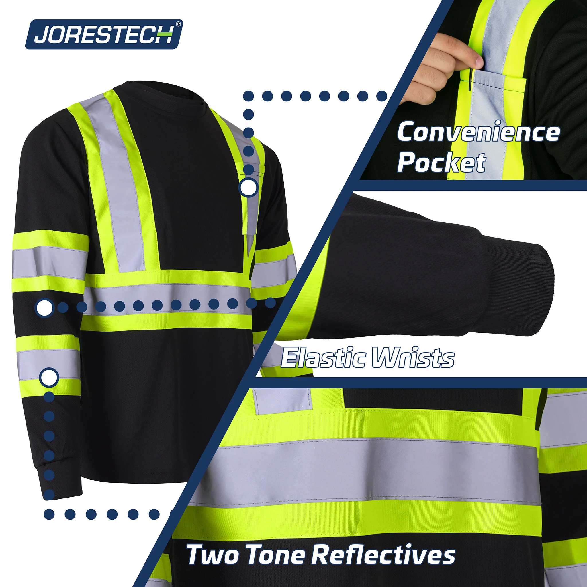 Hi-Vis Reflective Two-Tone Long Sleeve Safety Shirt - Image 8
