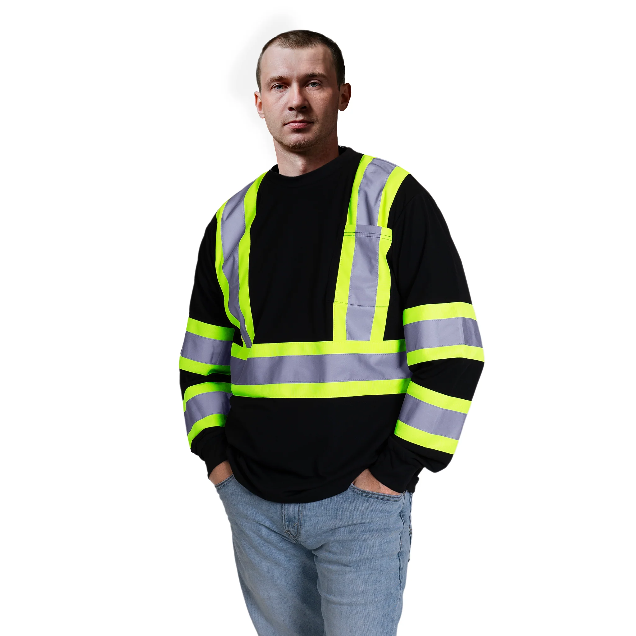 Hi-Vis Reflective Two-Tone Long Sleeve Safety Shirt - Image 9
