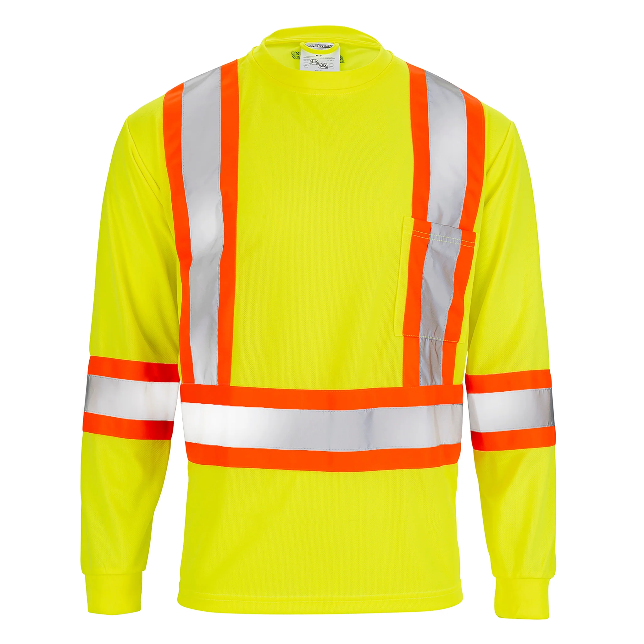 High Vis Orange Shirt | Two-Tone Reflective Long Sleeve in Orange, Lime, Black - Image 10