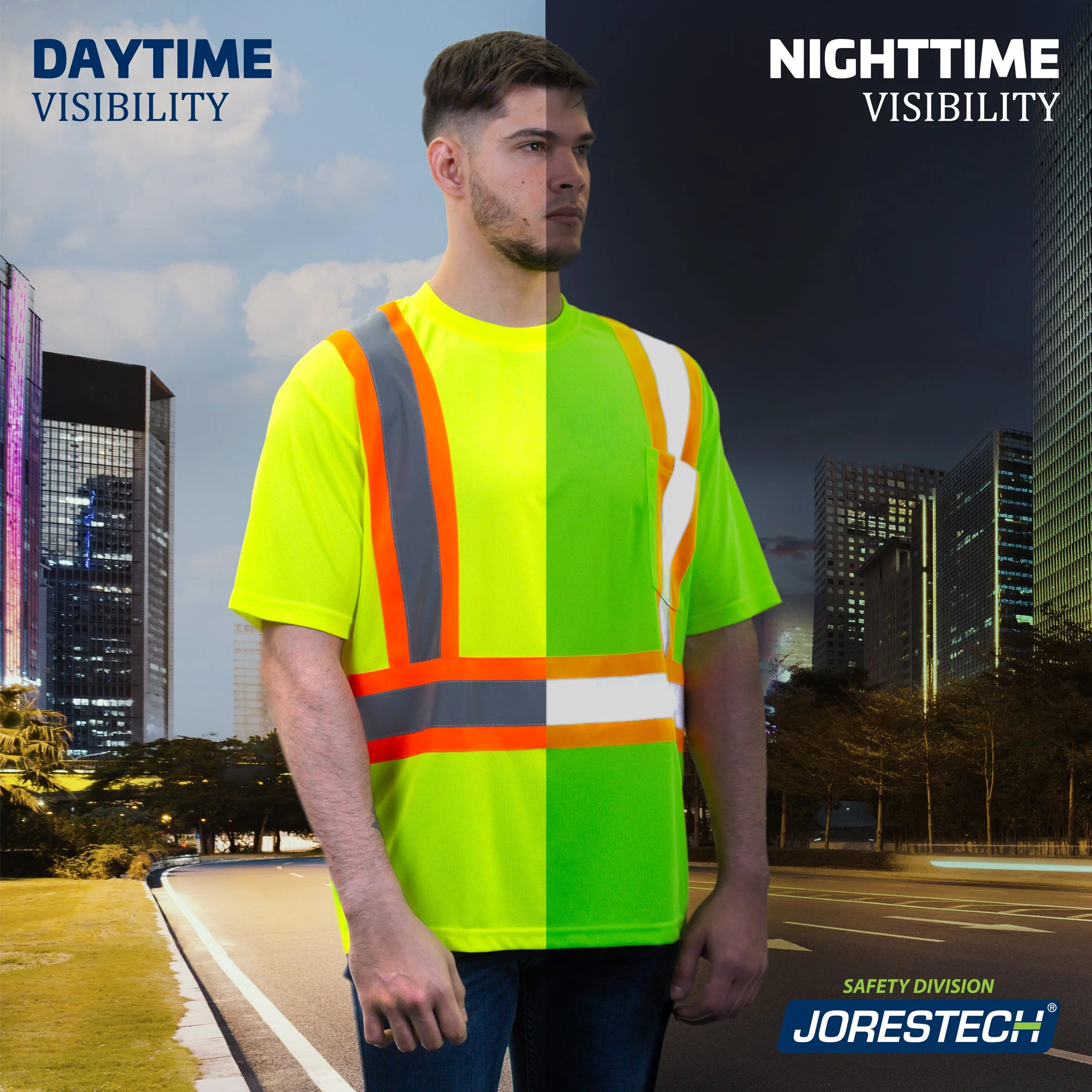 Hi-Vis X-Back Reflective Two-Tone Safety Pocket Shirt - Image 10