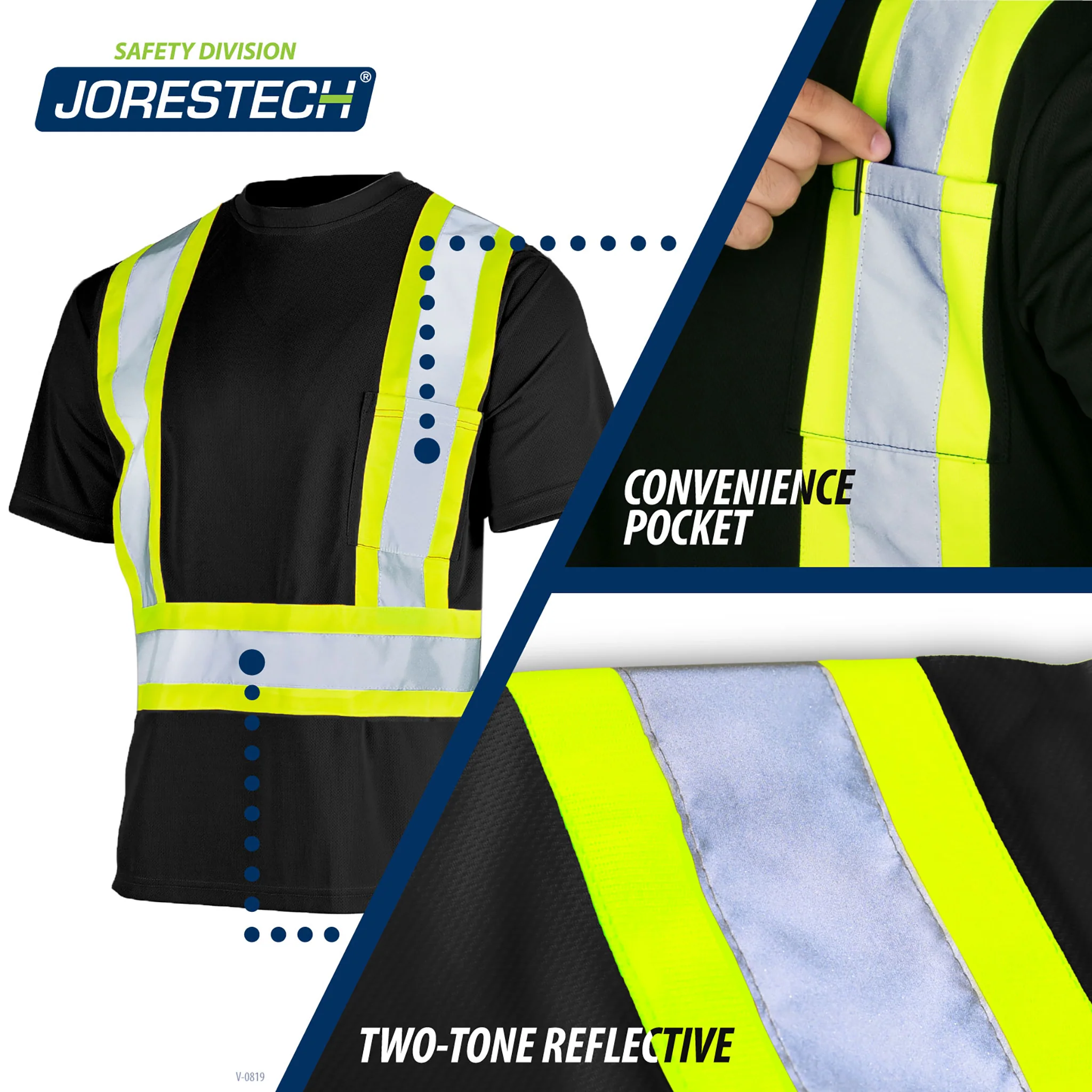 Hi-Vis X-Back Reflective Two-Tone Safety Pocket Shirt - Image 7