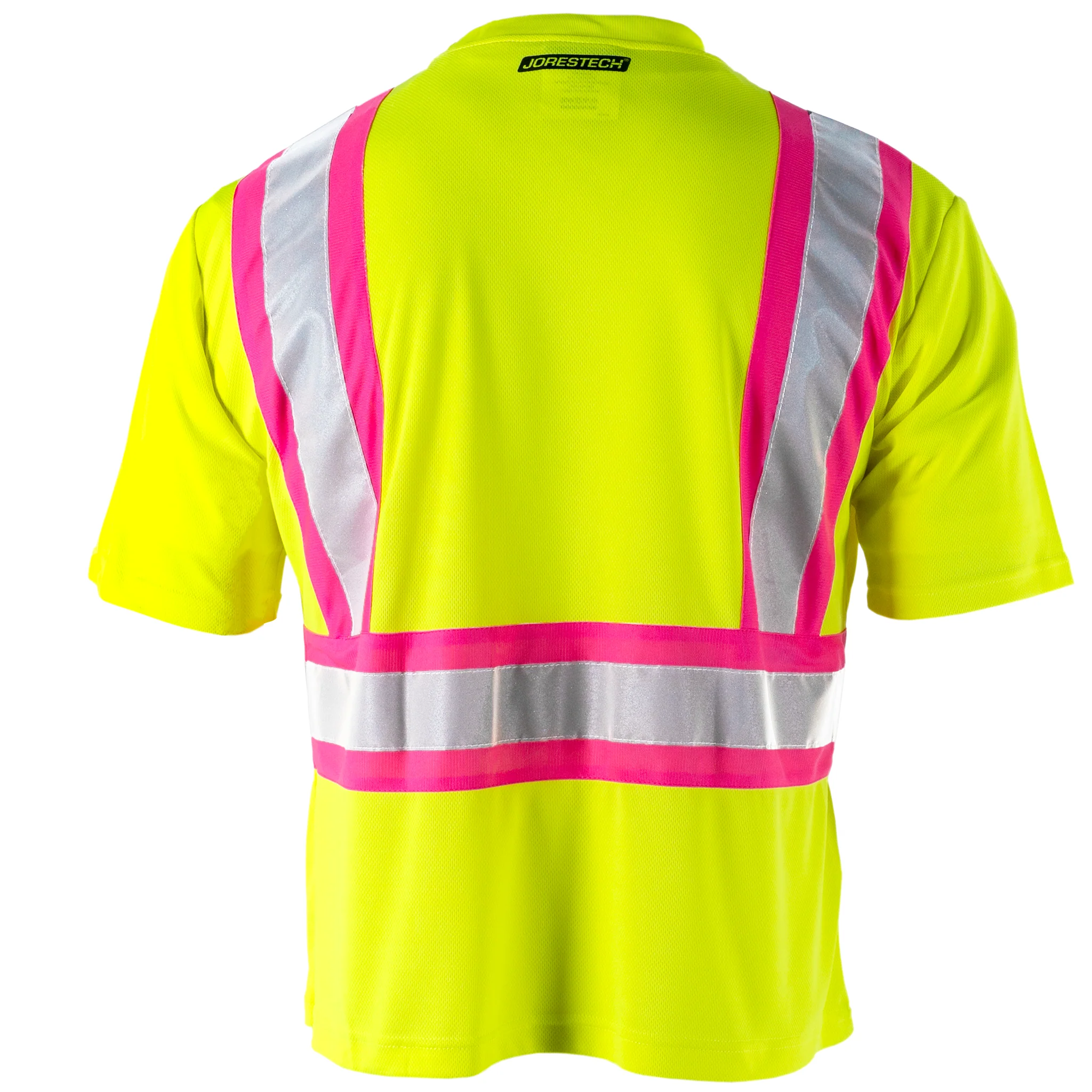 Hi-Vis Reflective Two Tone Safety Shirt with Pink Strips - Image 2