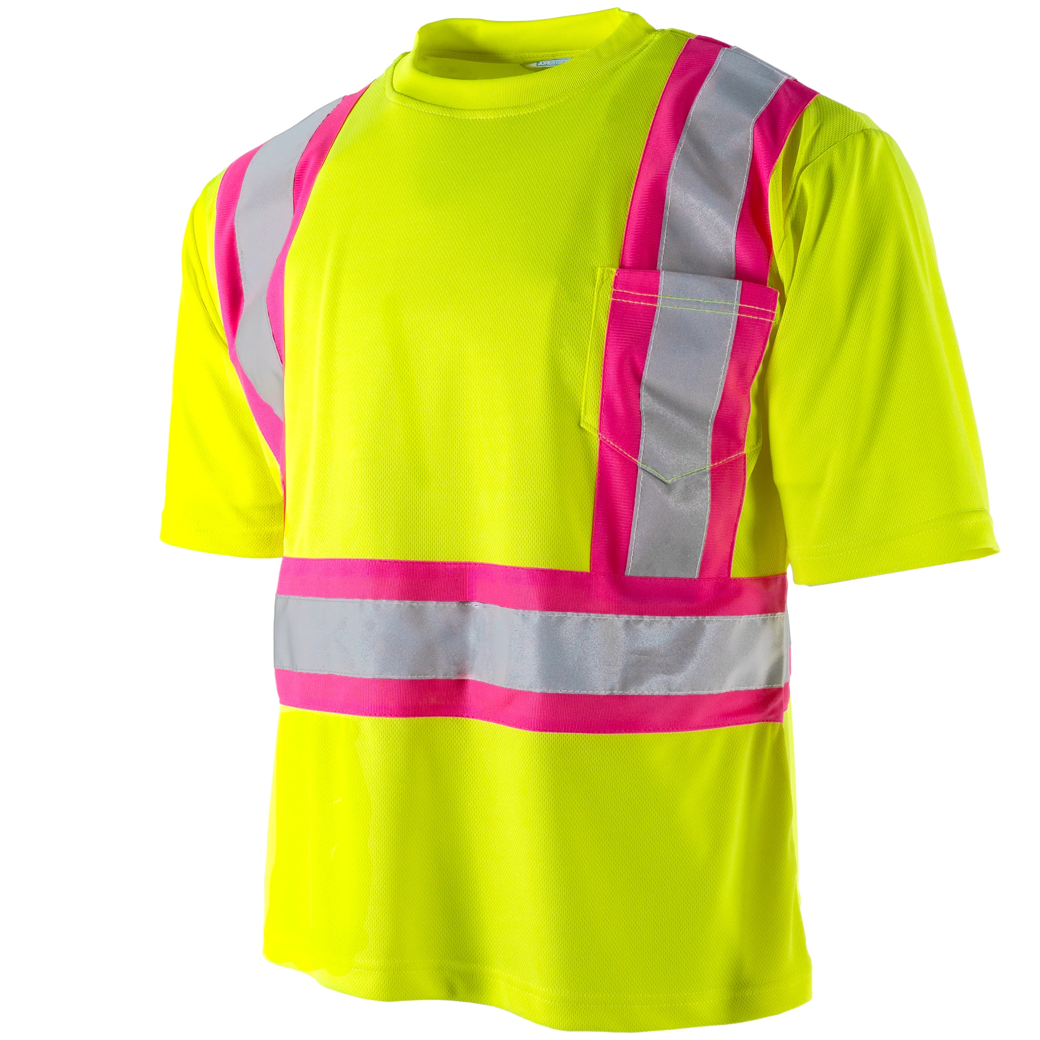 Hi-Vis Reflective Two Tone Safety Shirt with Pink Strips - Image 5