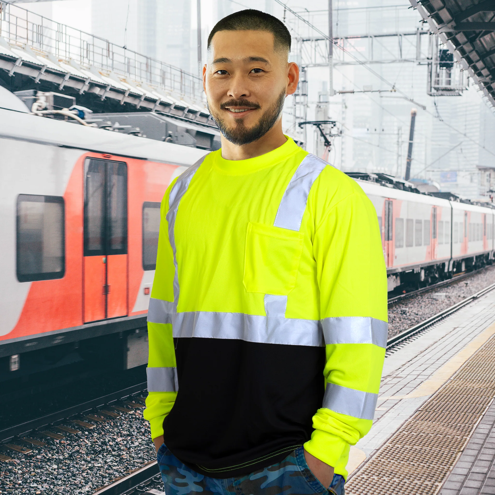 Durable Hi Vis Long Sleeve Shirt: Dirt-Concealing & High Visibility - Image 9