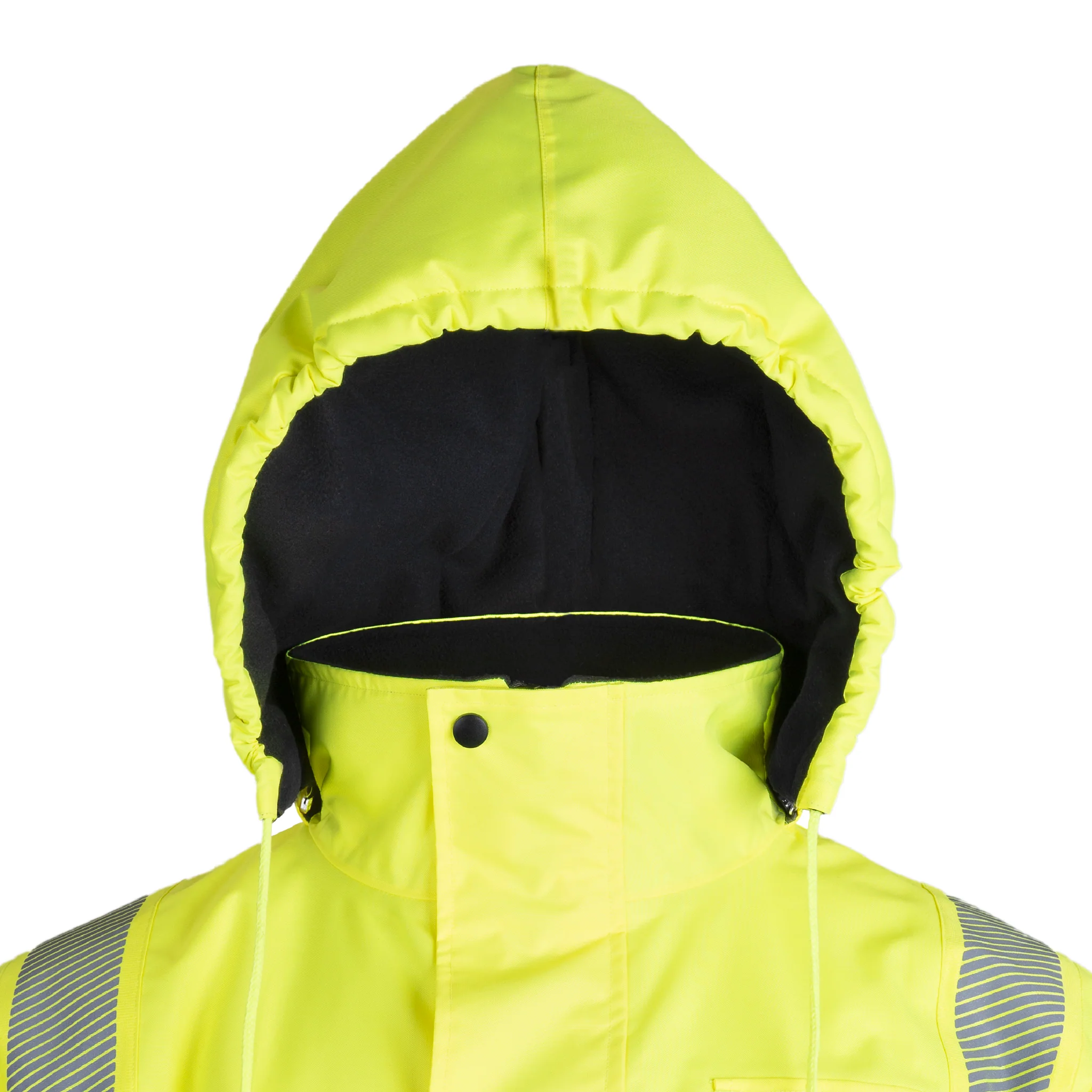 Hi-Vis Safety Jacket with Heat-Transfer Reflective Tapes and Removable Hood - Image 20
