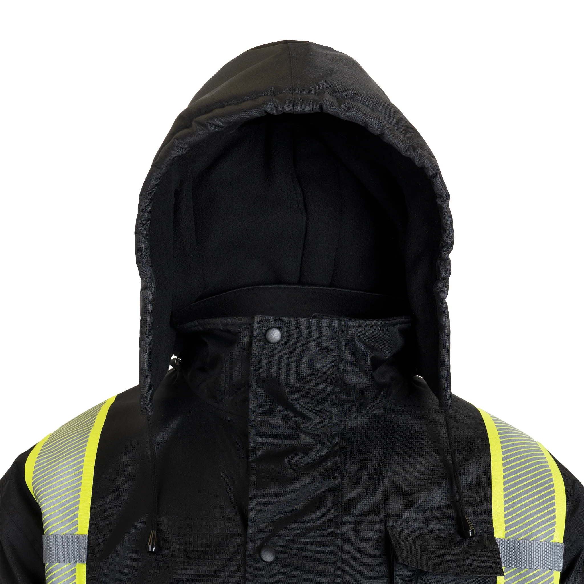 Hi-Vis Safety Jacket with Heat-Transfer Reflective Tapes and Removable Hood - Image 6