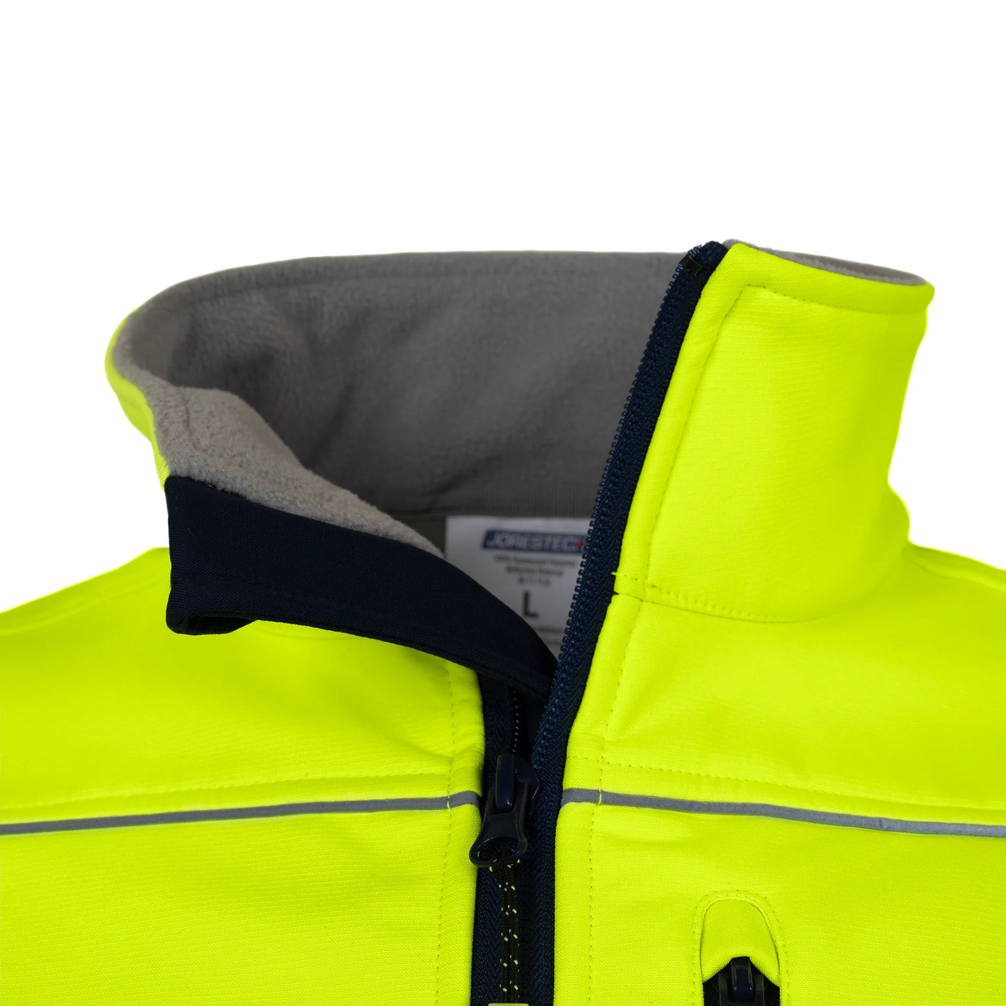 Hi-Vis Softshell Water Repellent Fleece Lined Safety Jacket with Reflective Strips - Image 8