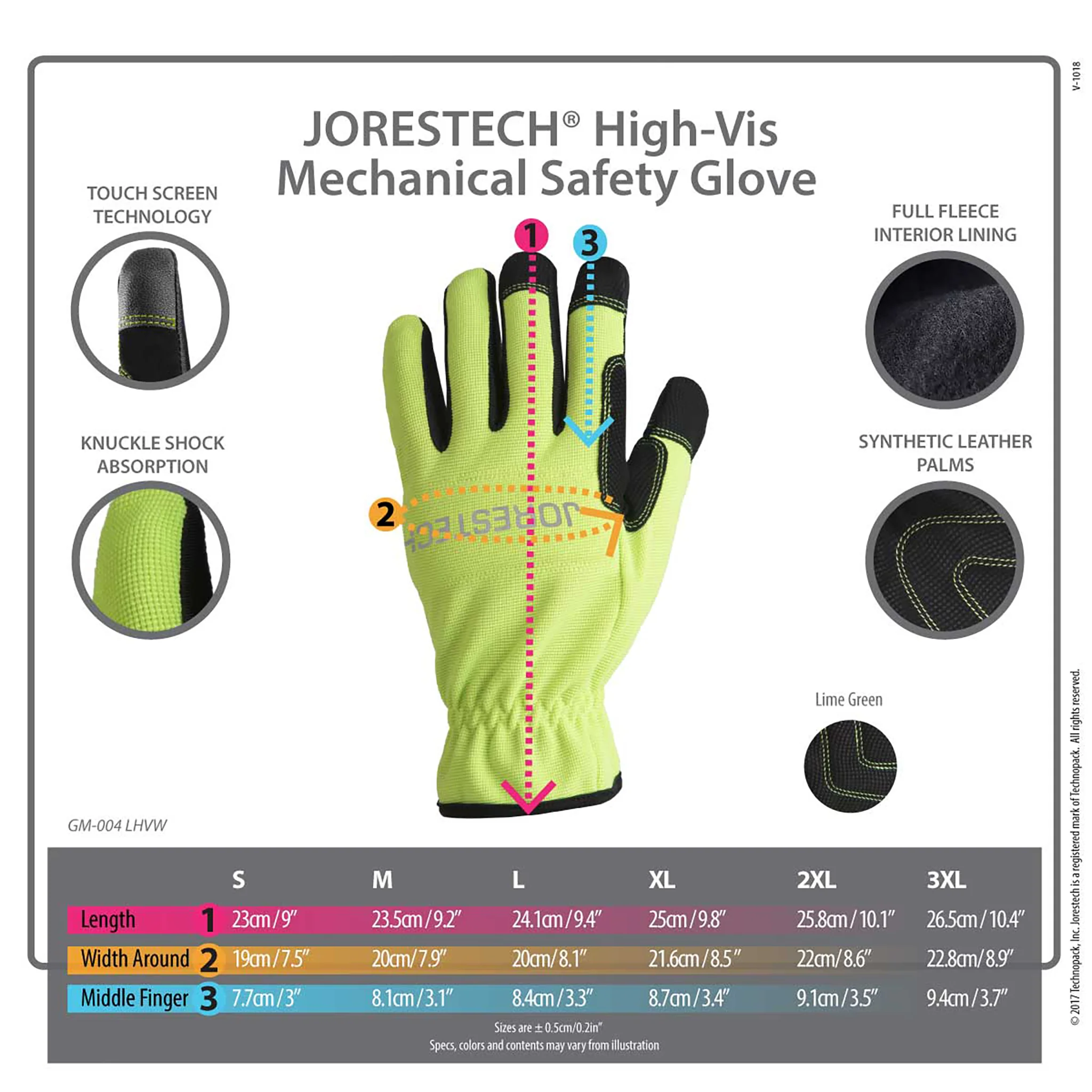 Hi-Vis Touchscreen Safety Work Gloves with Fleece Lining - Image 3
