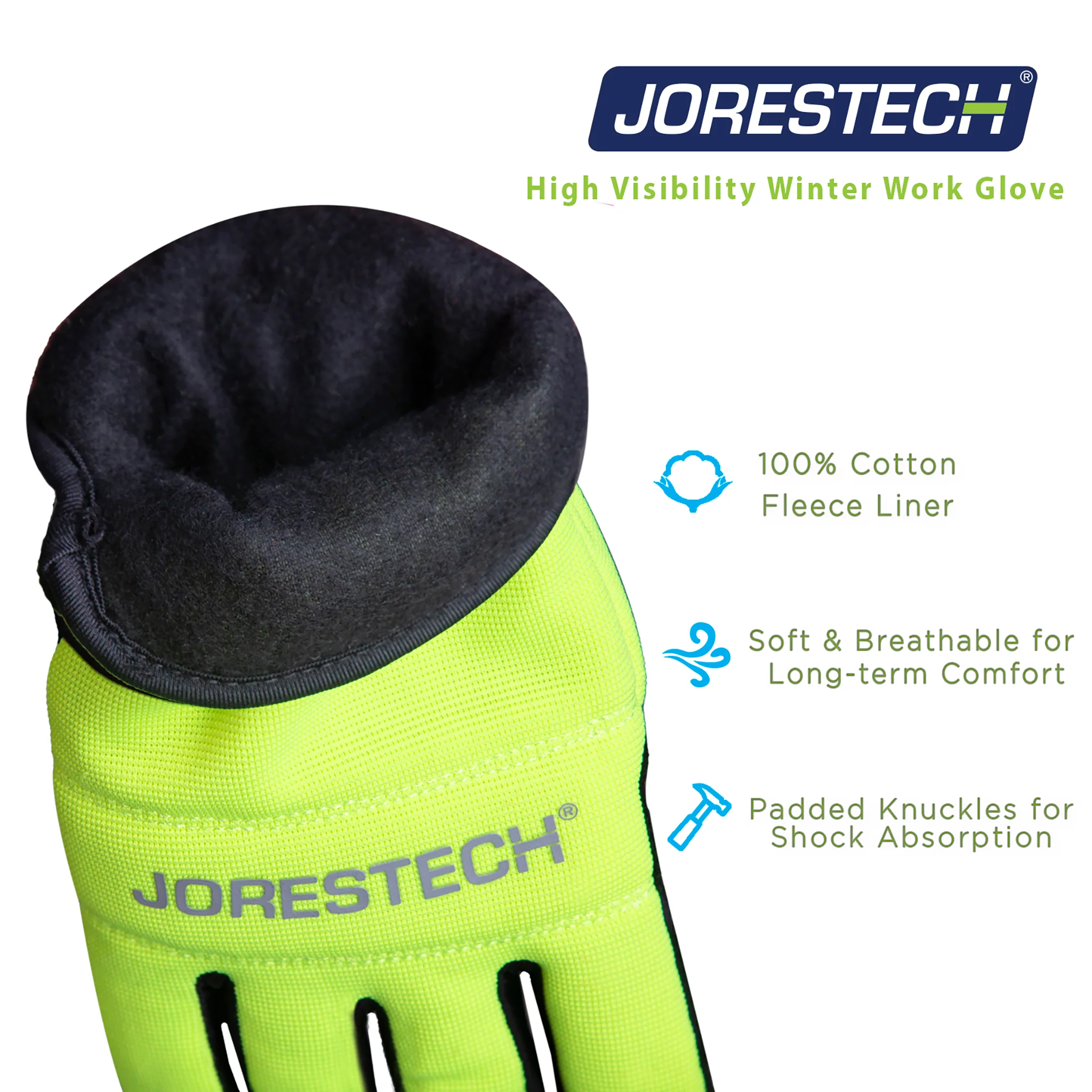 Hi-Vis Touchscreen Safety Work Gloves with Fleece Lining - Image 5