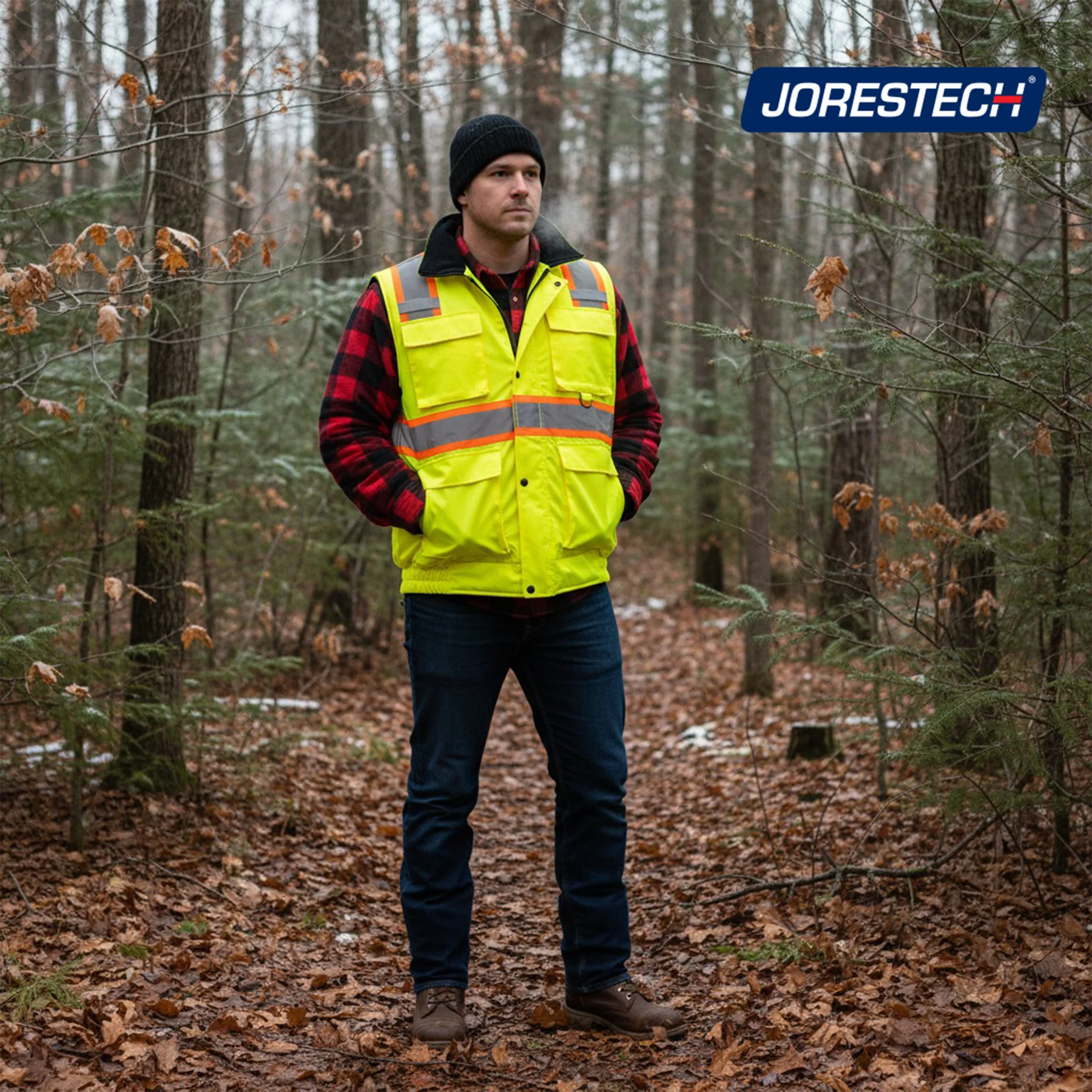 Hi-Vis Two Tone Fleece Insulated Safety Vest with Reflective Strips - Image 12