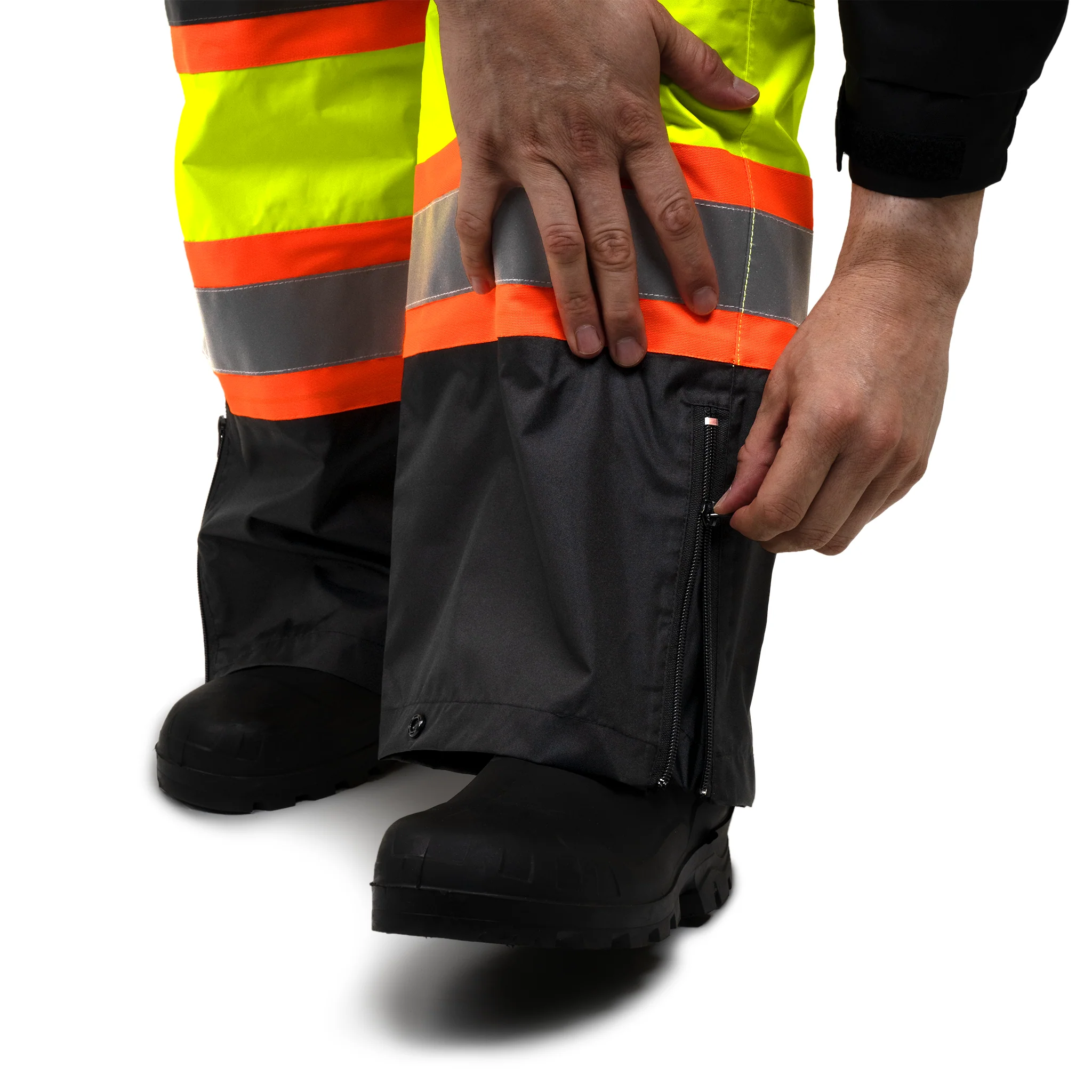 Hi-Vis Two Tone Orange/Black Rain Pants with Reflective Strips - Image 18