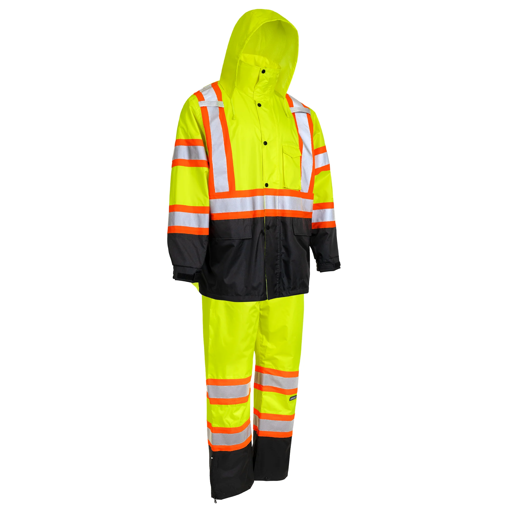 Hi-Vis Two Tone Rain Set with X Reflective Strips On Back - Image 10