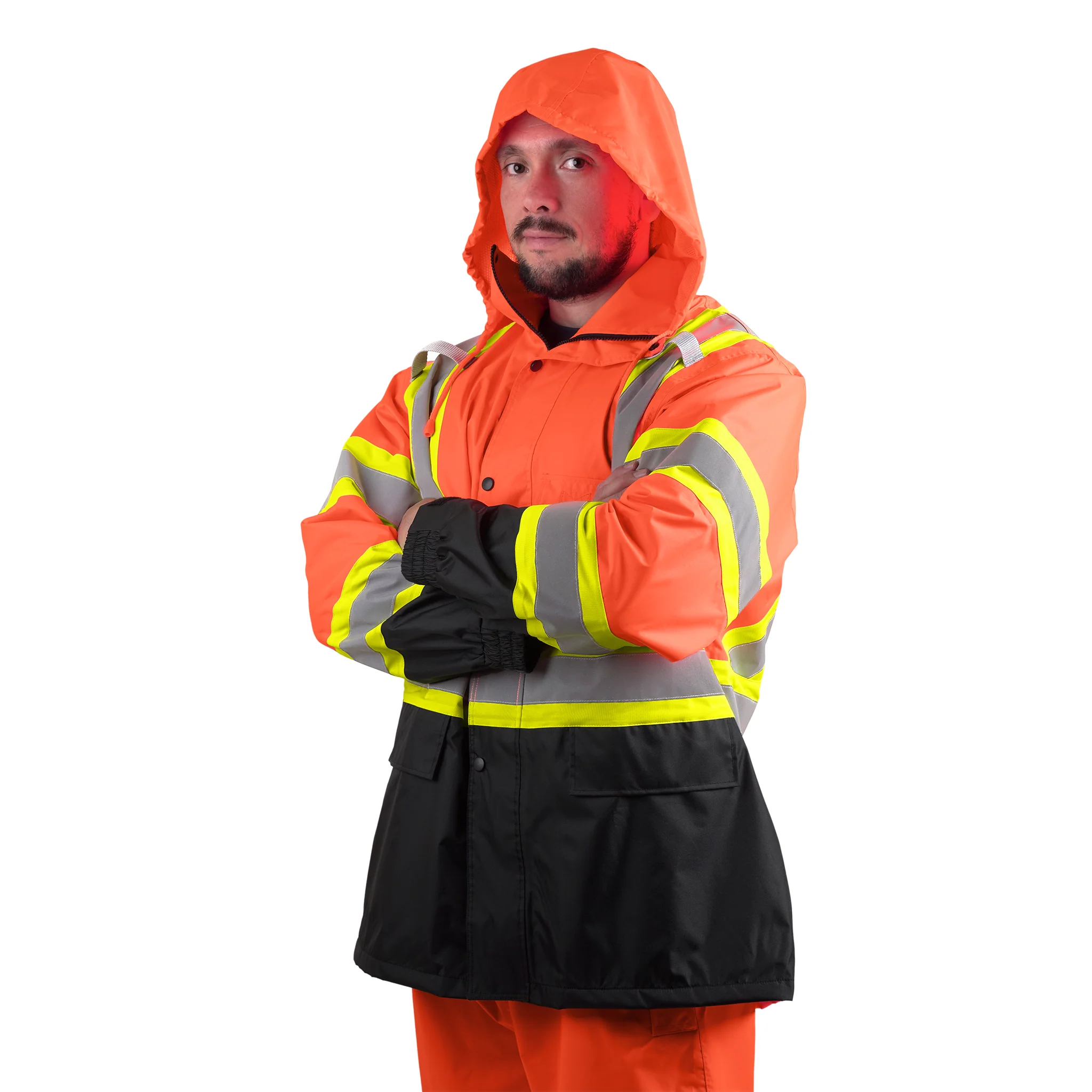 Hi-Vis Two Tone Rain Set with X Reflective Strips On Back - Image 4