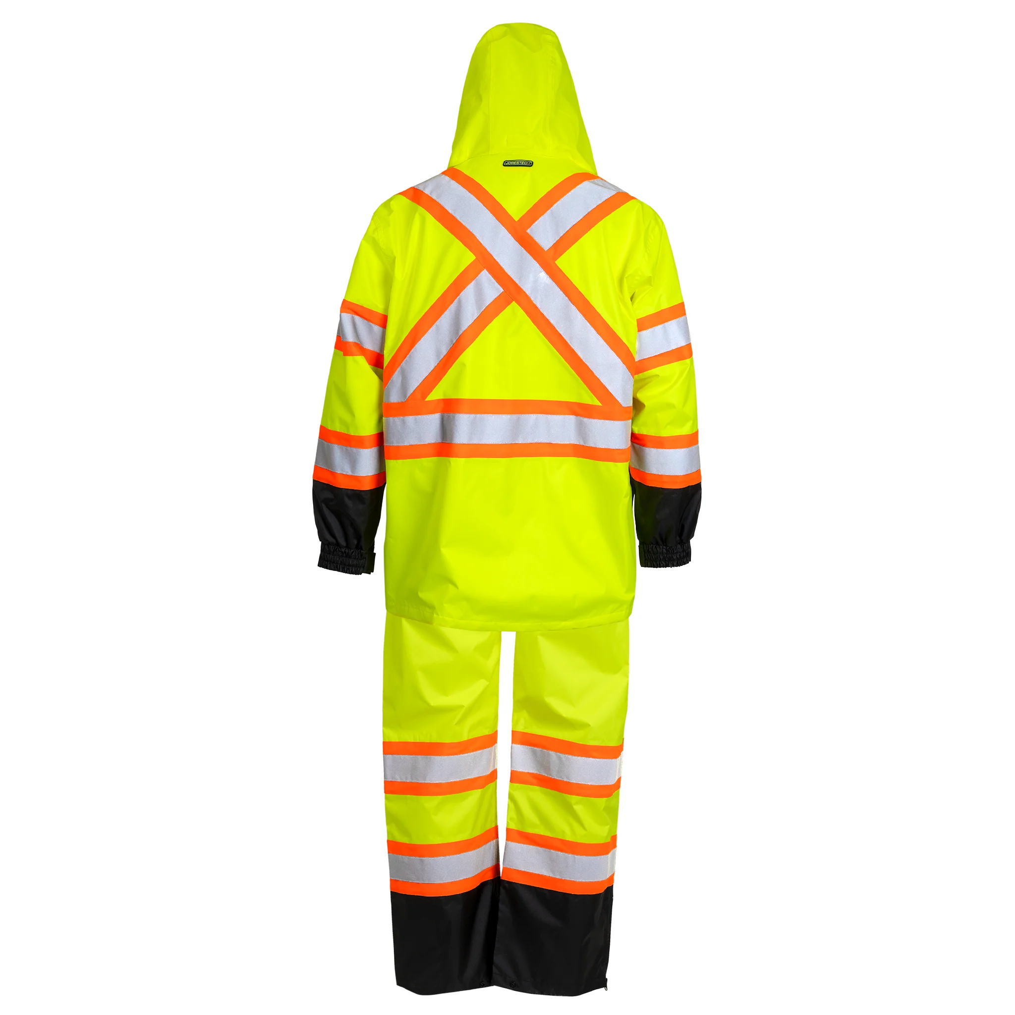 Hi-Vis Two Tone Rain Set with X Reflective Strips On Back - Image 9
