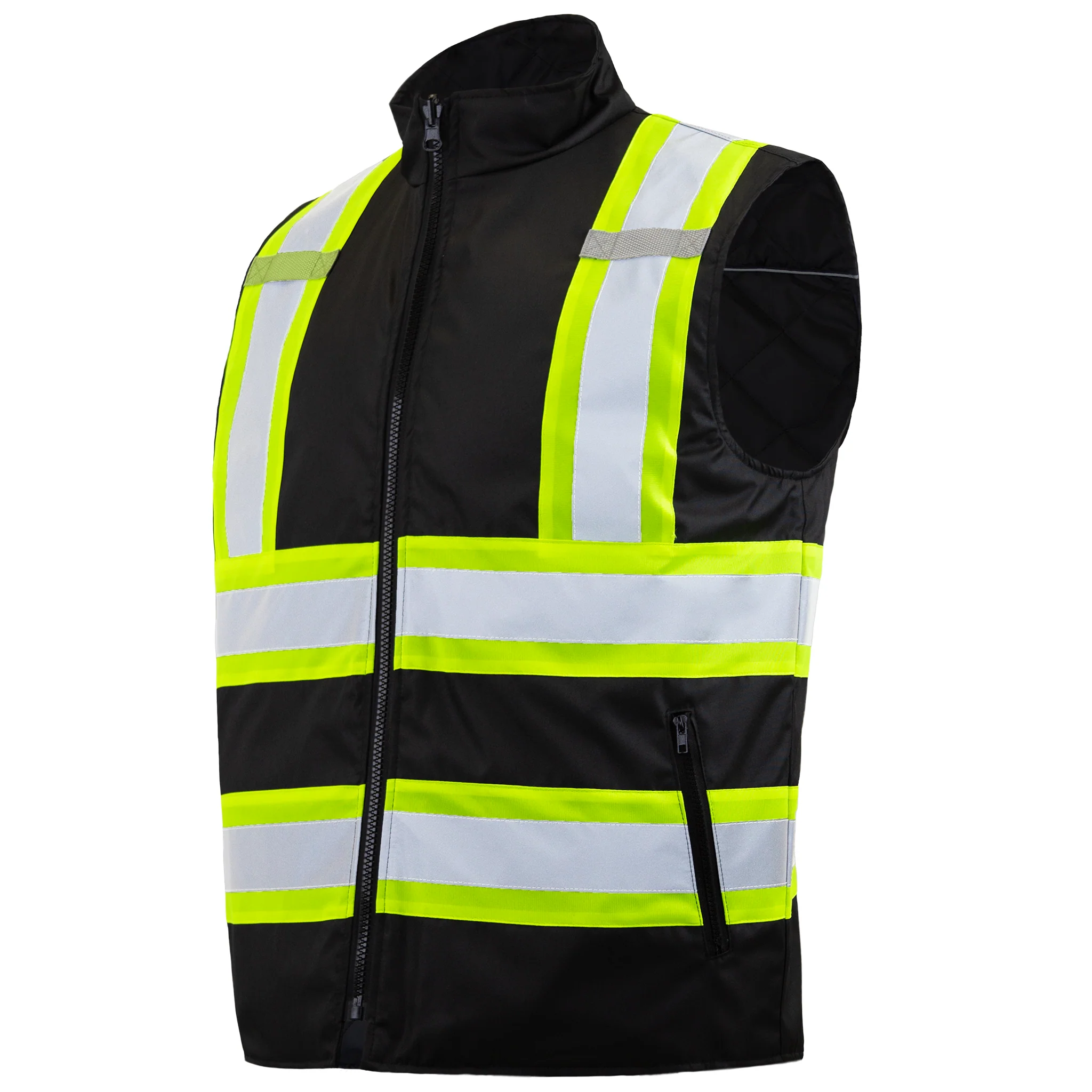Hi-Vis Two Tone Reversible Insulated Safety Vest with Reflective Strips - Image 10