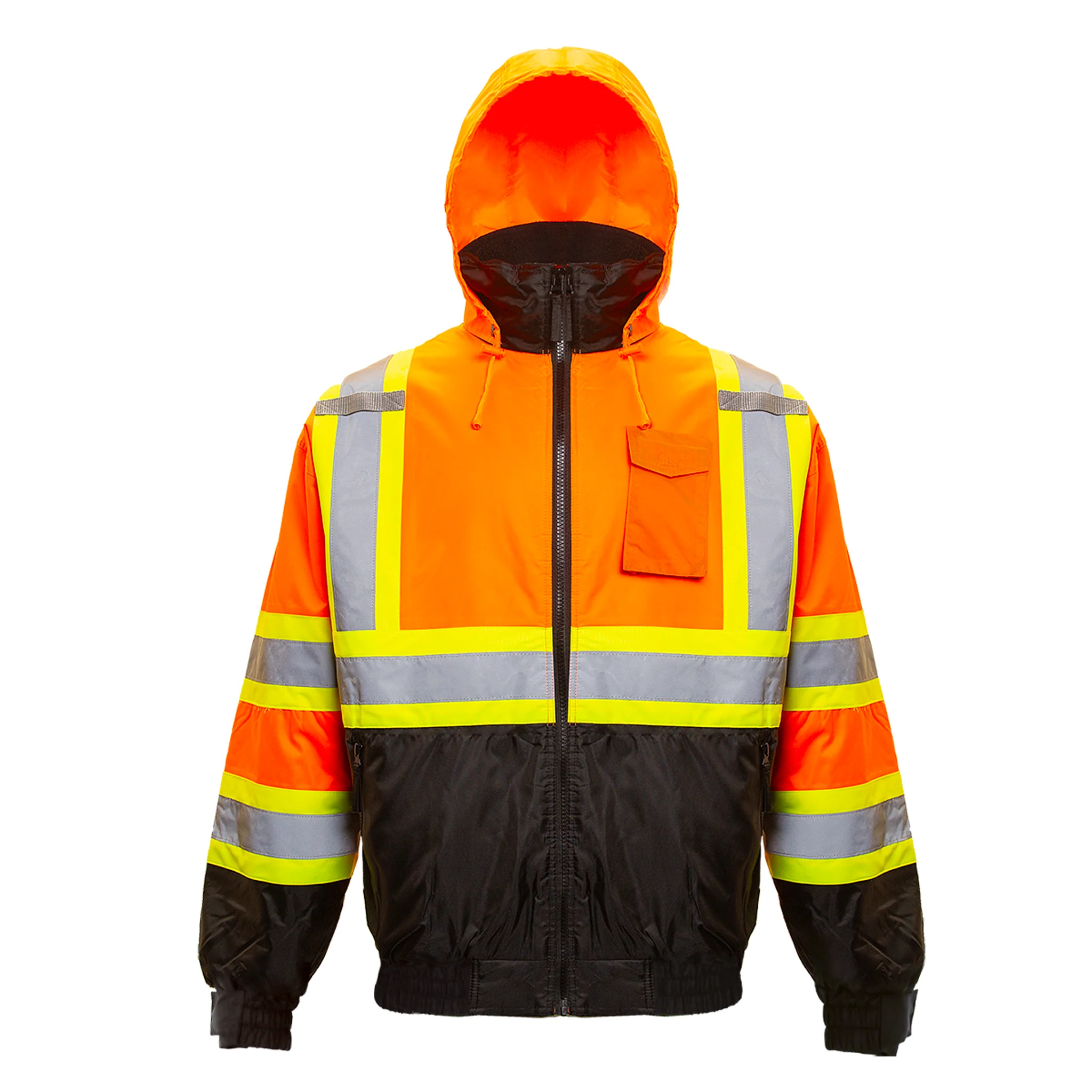 Hi-Vis X-Back Two-Tone Safety Bomber Jacket with Reflective Stripes - Image 11