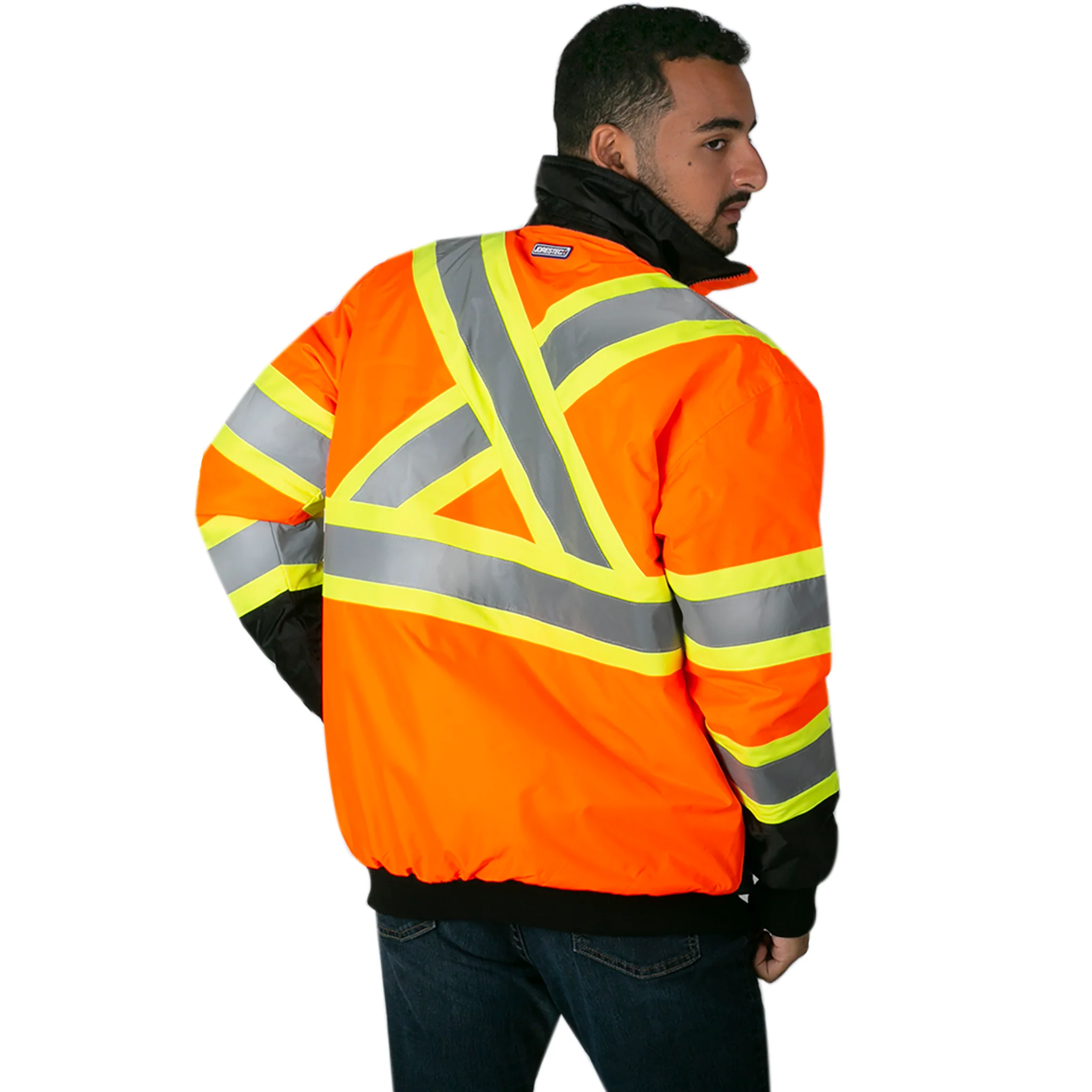 Hi-Vis X-Back Two-Tone Safety Bomber Jacket with Reflective Stripes - Image 12