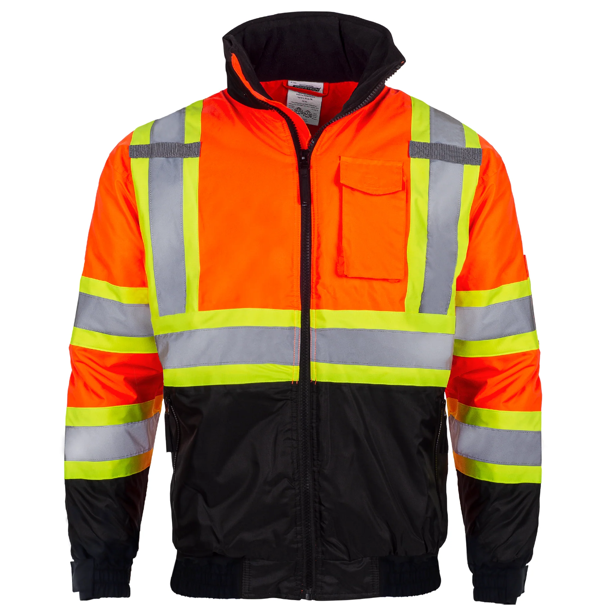 Hi-Vis X-Back Two-Tone Safety Bomber Jacket with Reflective Stripes - Image 16