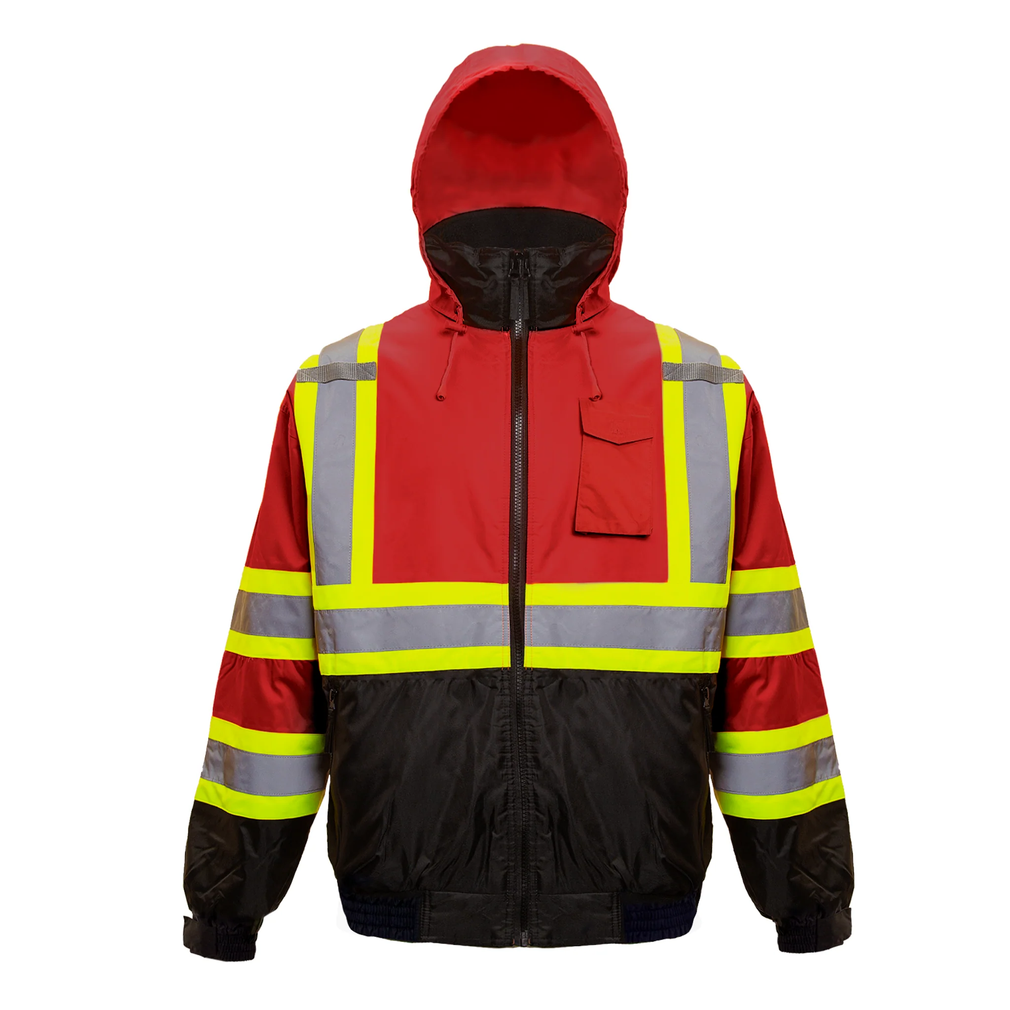 Hi-Vis X-Back Two-Tone Safety Bomber Jacket with Reflective Stripes - Image 24