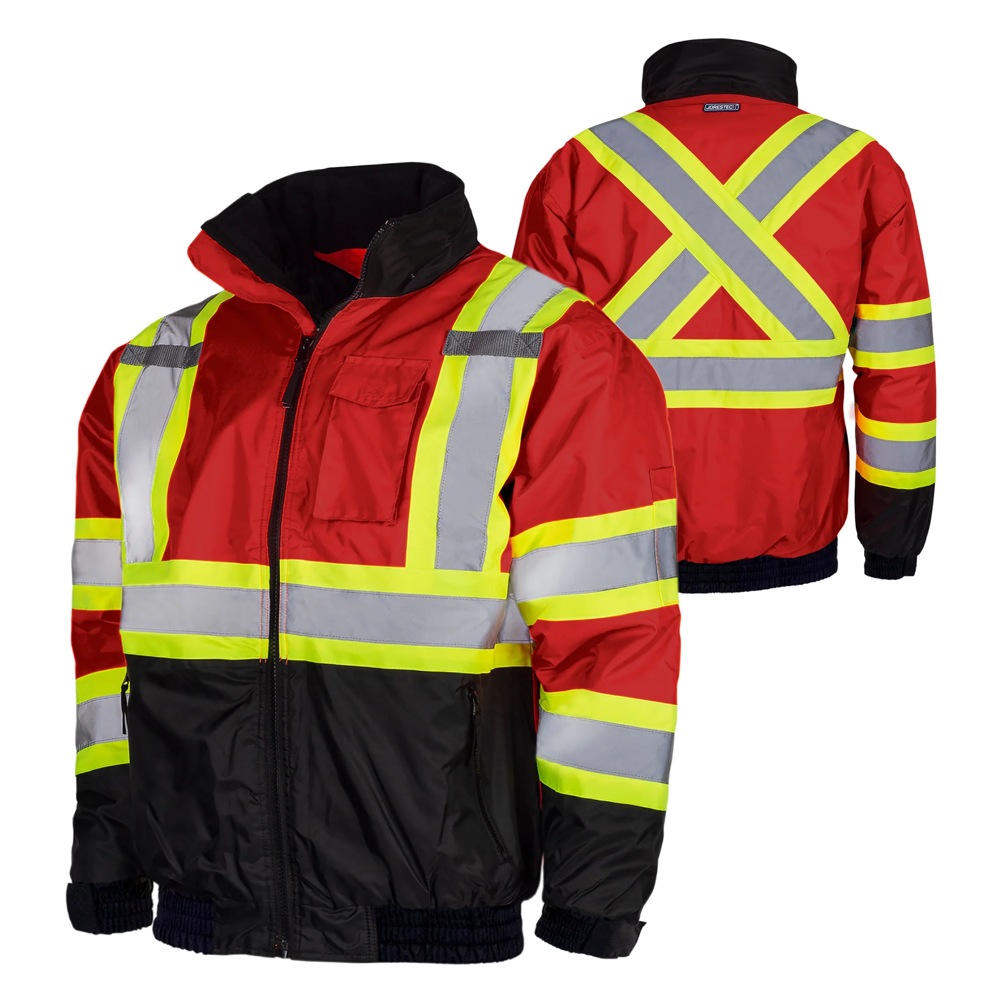 Hi-Vis X-Back Two-Tone Safety Bomber Jacket with Reflective Stripes - Image 27