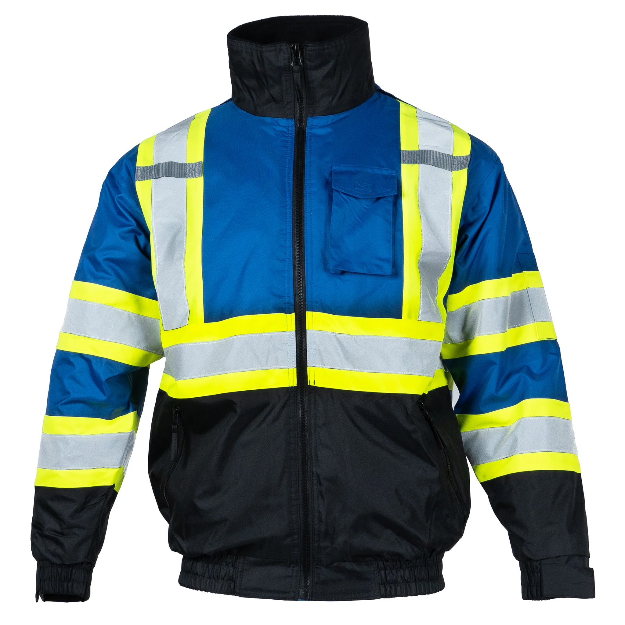 Hi-Vis X-Back Two-Tone Safety Bomber Jacket with Reflective Stripes - Image 30