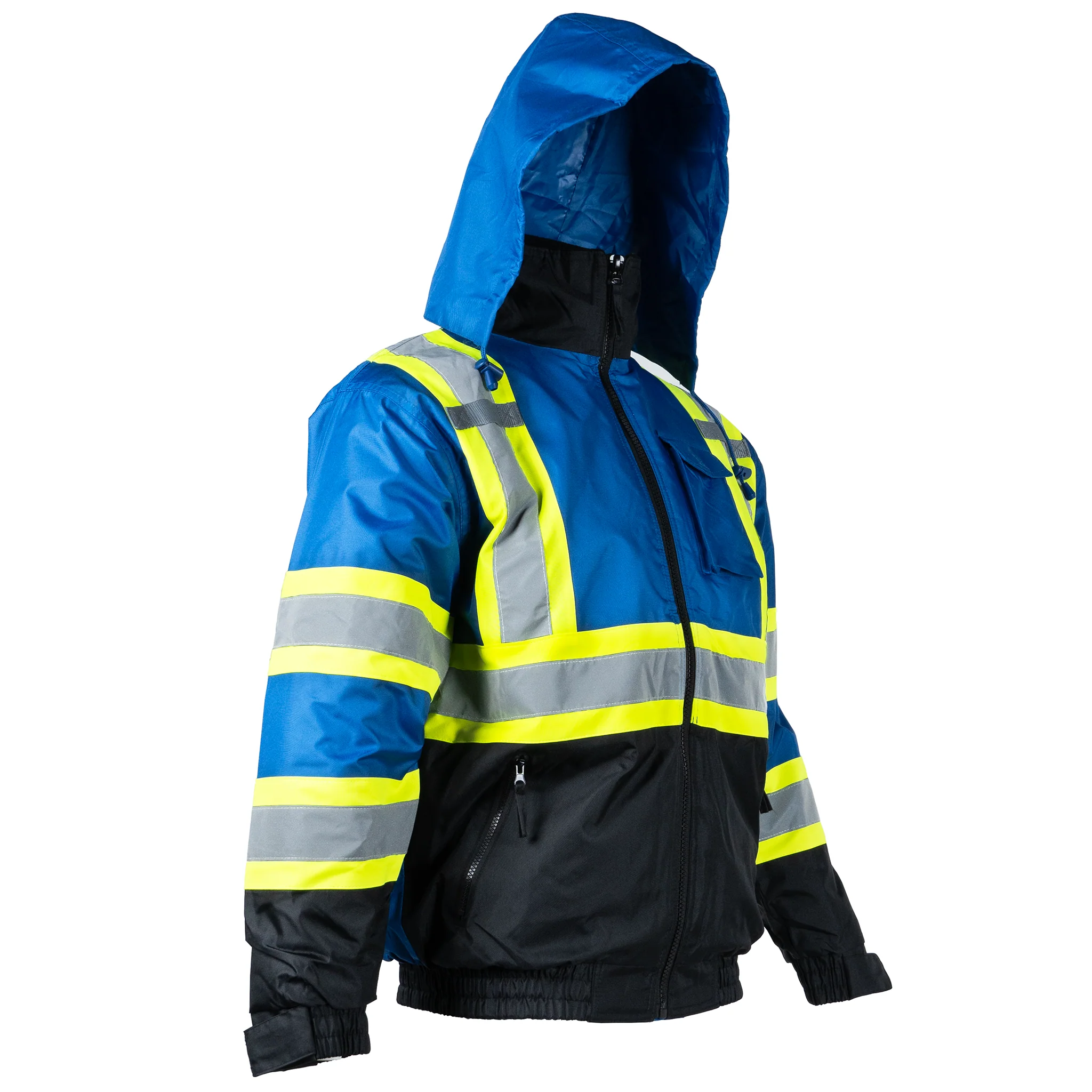 Hi-Vis X-Back Two-Tone Safety Bomber Jacket with Reflective Stripes - Image 37