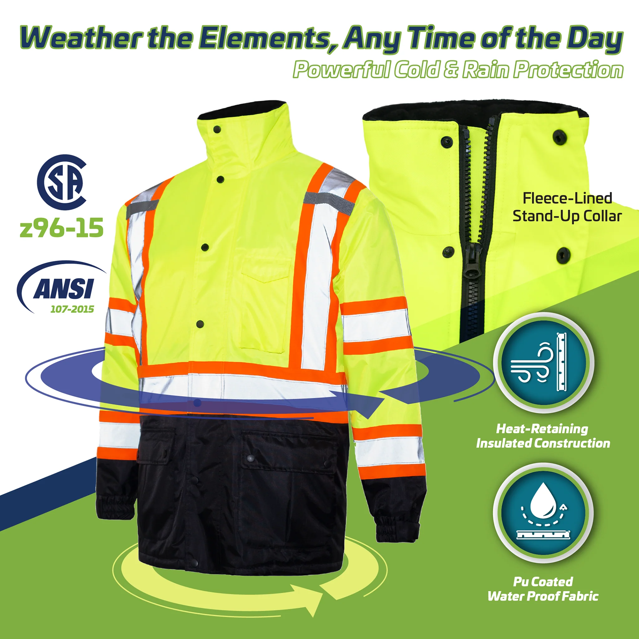 Hi-Vis Two-Tone Safety Jacket with Reflective Stripes - Image 16