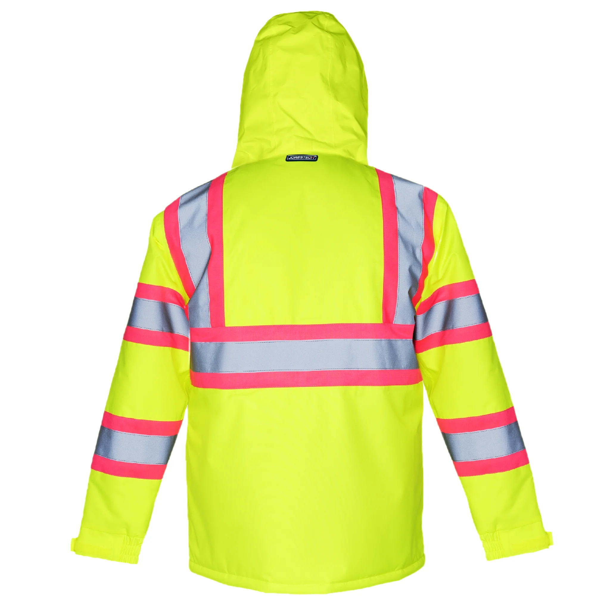 Hi-Vis Two Tone Safety Jacket with Reflective Tapes and Pink Contrast - Image 2