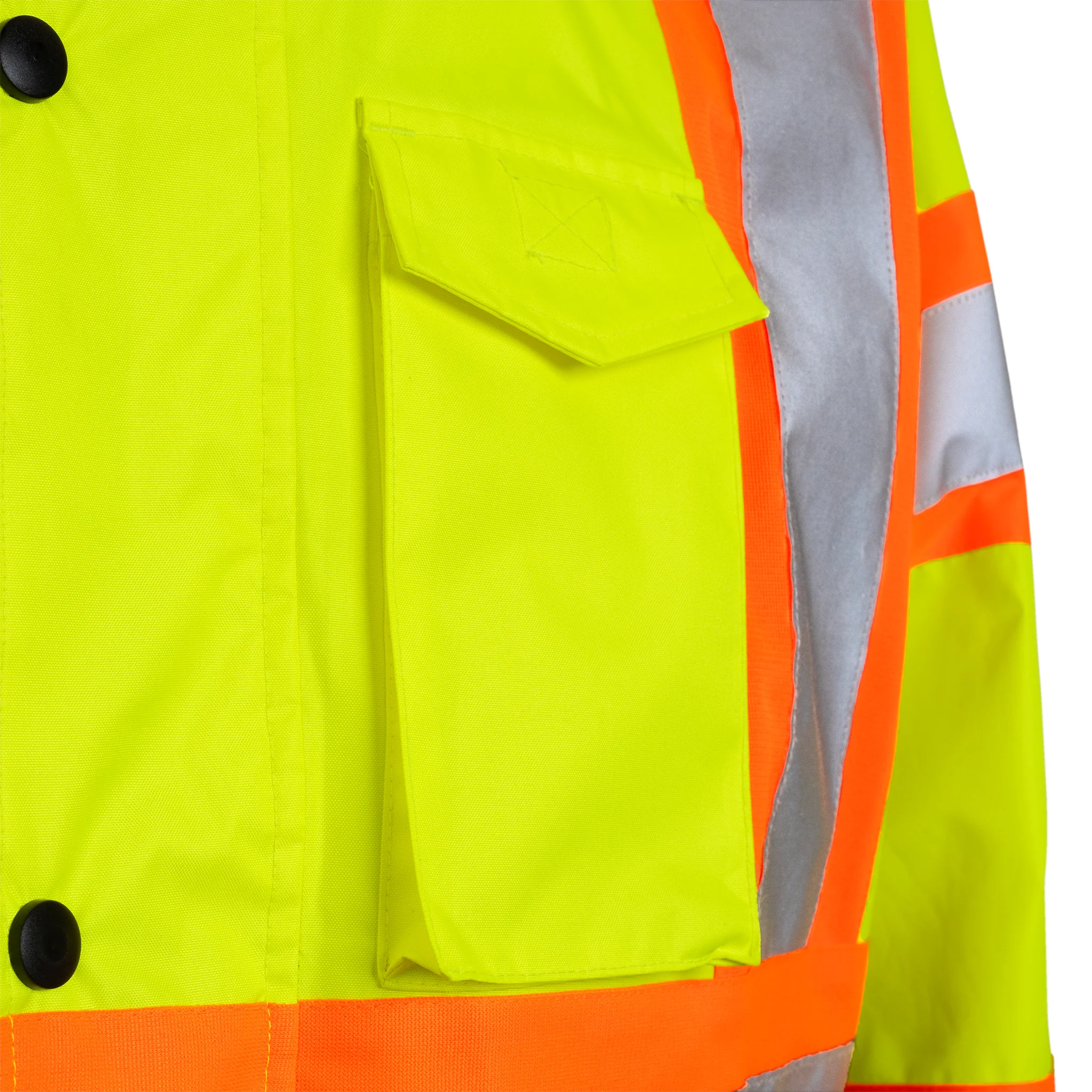 Hi Vis Two Tone Safety Rain Jacket With X Reflective Stripes - Image 19