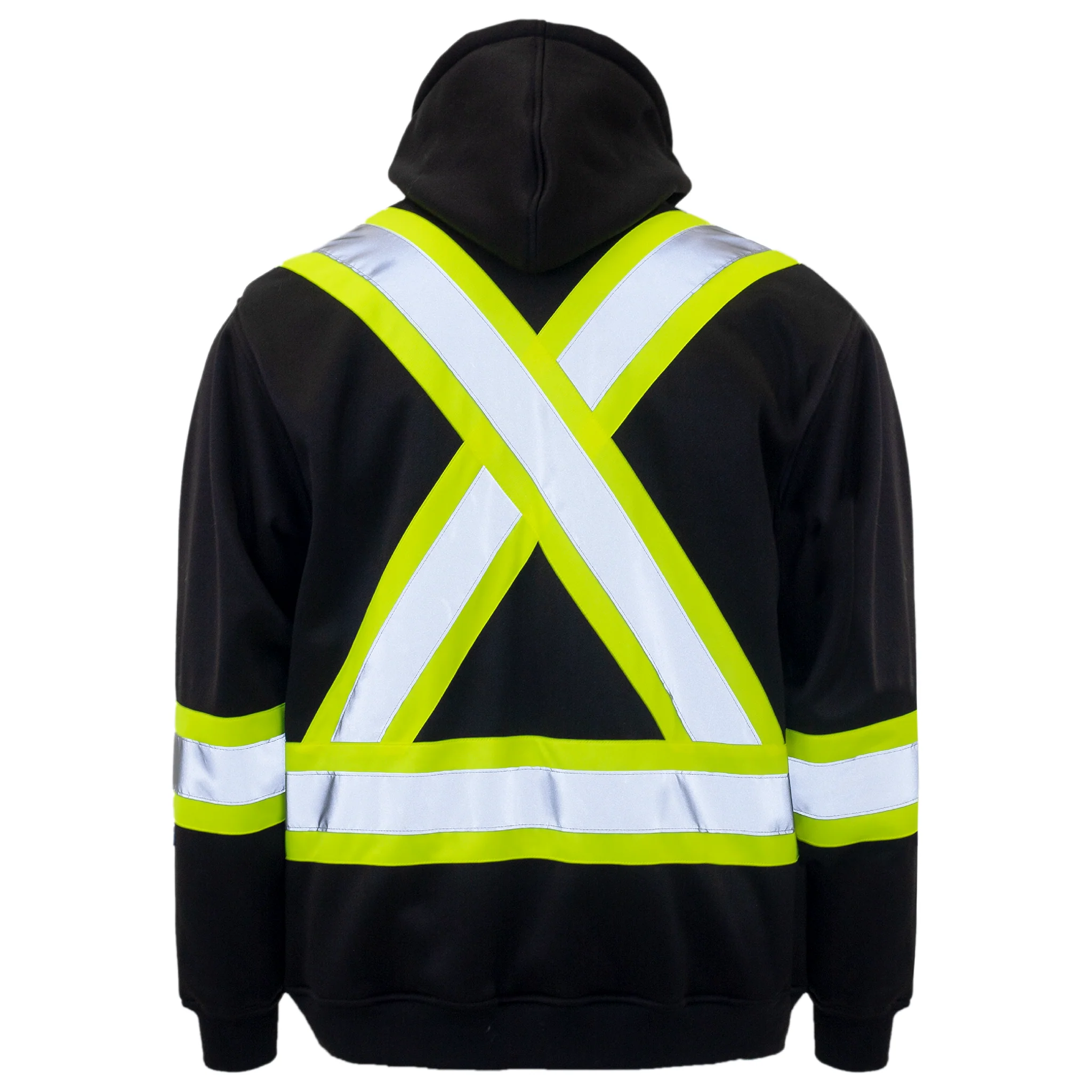 Hi-Vis Two Tone Yellow/Black Safety Hooded Sweatshirt with Reflective Stripes - Image 12