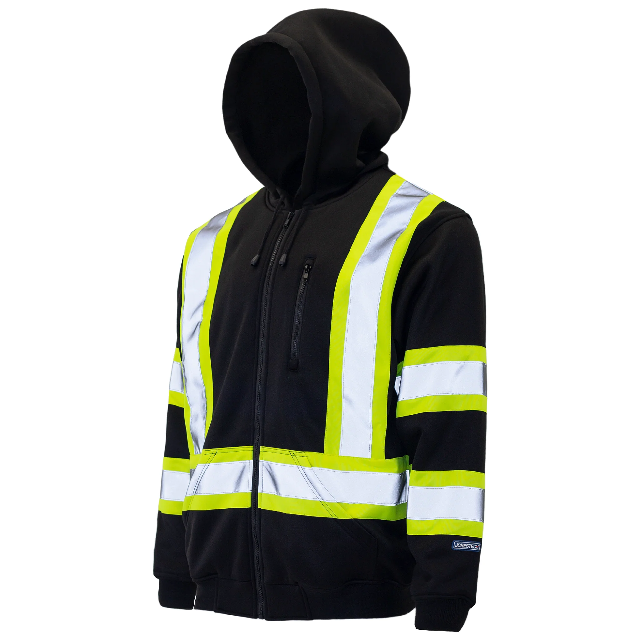 Hi-Vis Two Tone Yellow/Black Safety Hooded Sweatshirt with Reflective Stripes - Image 14
