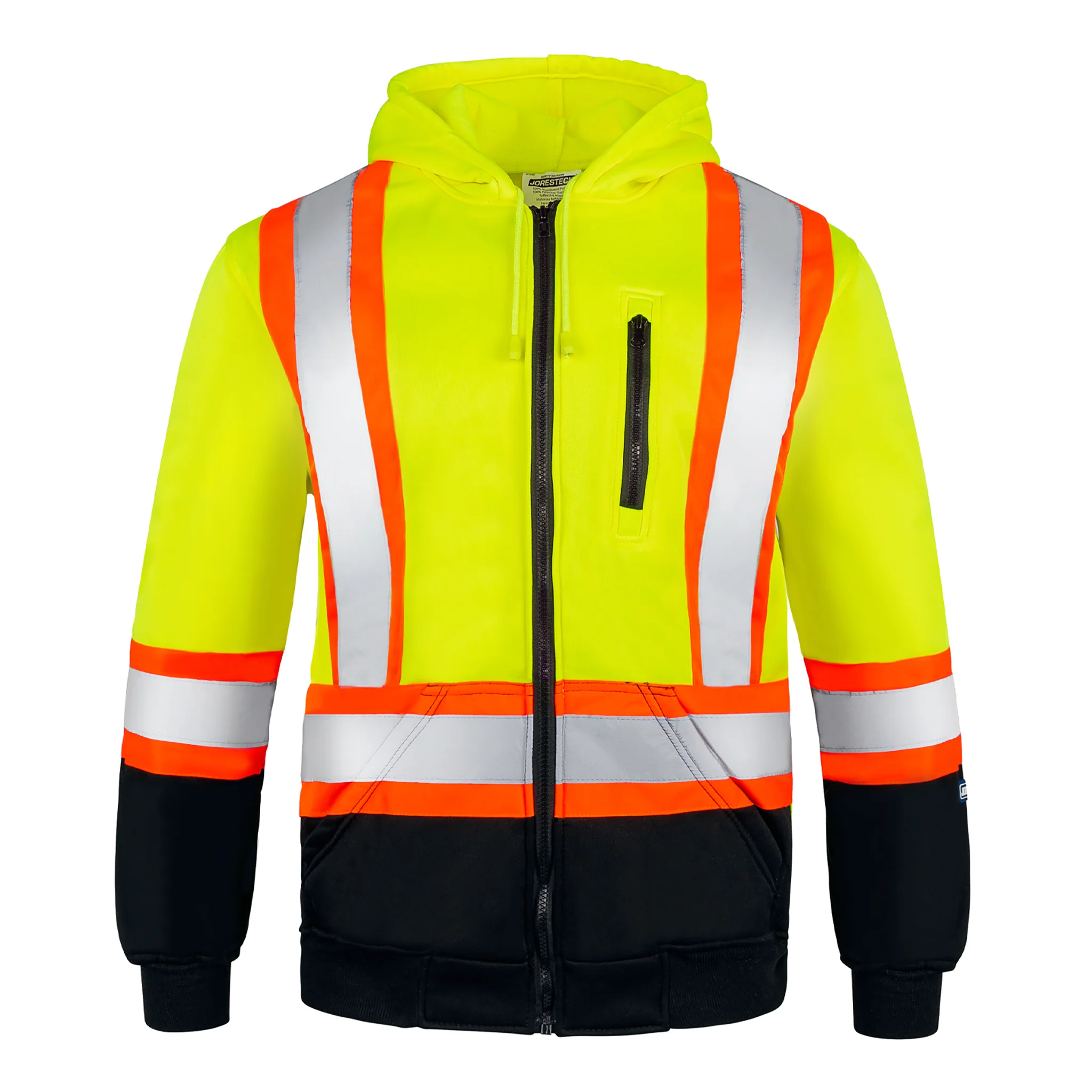 Hi-Vis Two Tone Yellow/Black Safety Hooded Sweatshirt with Reflective Stripes - Image 5