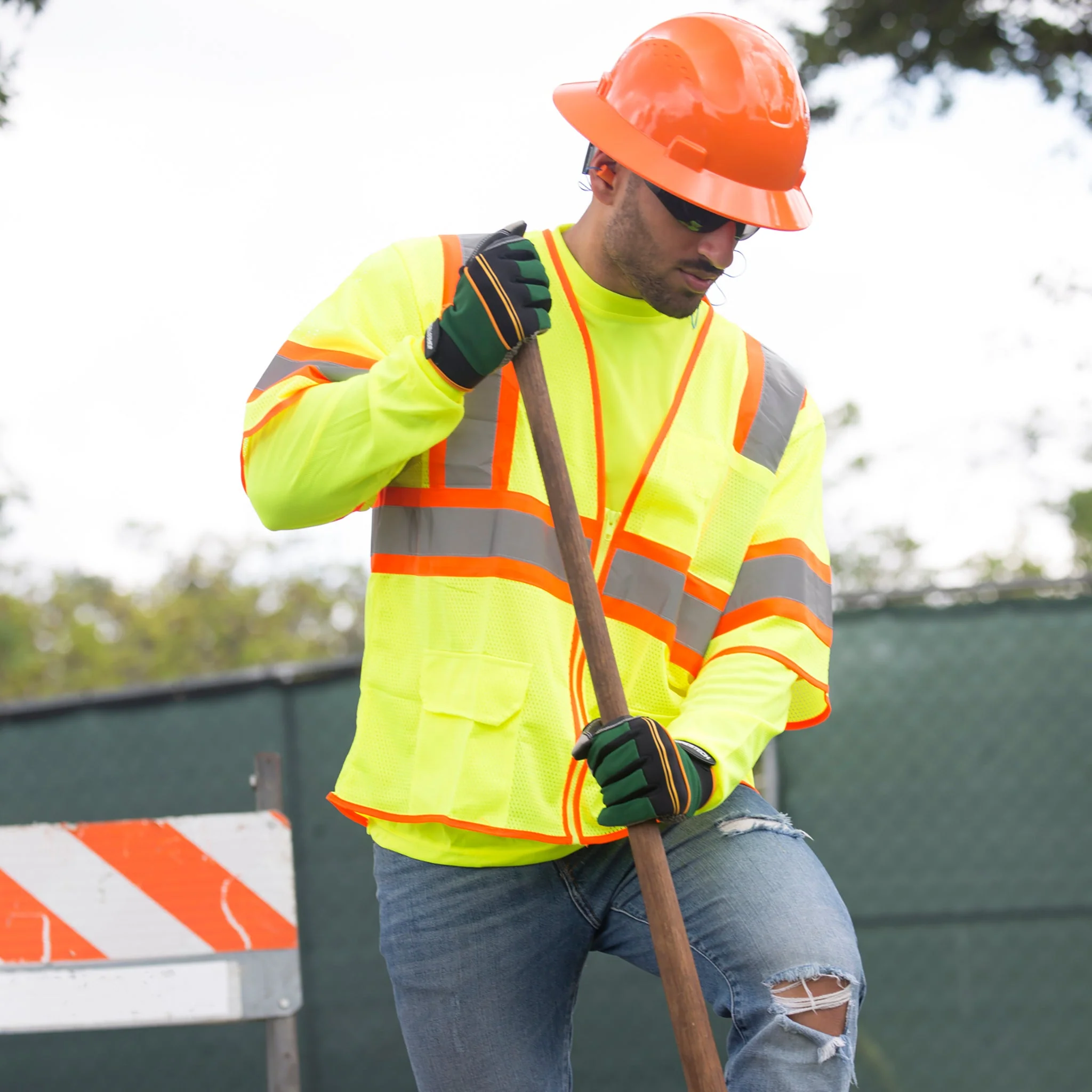 Hi-Vis Two Toned Mesh Sleeved Safety Vest with 2” Reflective Strips and Pockets - Image 5