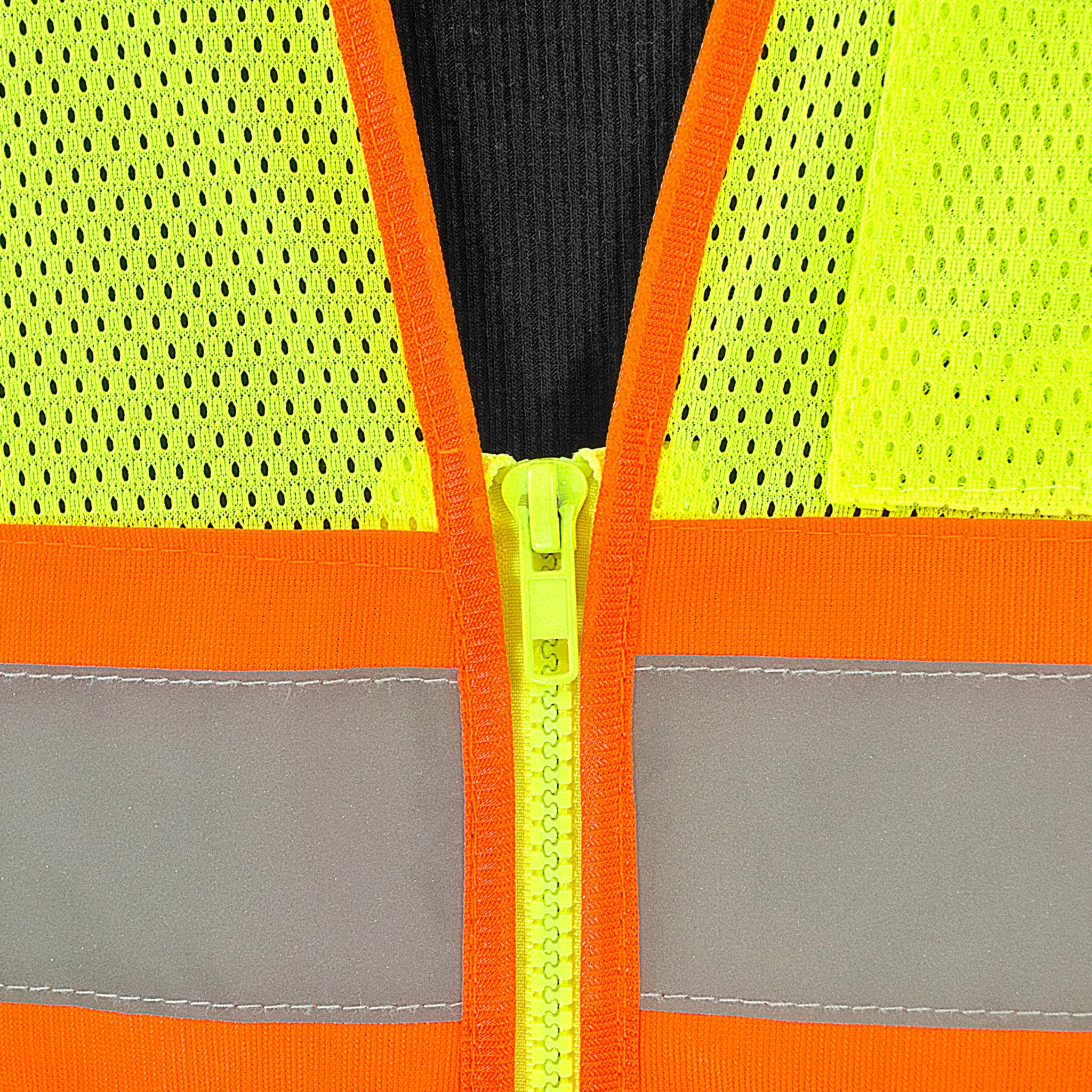 Hi-Vis Two Toned Mesh Sleeved Safety Vest with 2” Reflective Strips and Pockets - Image 8