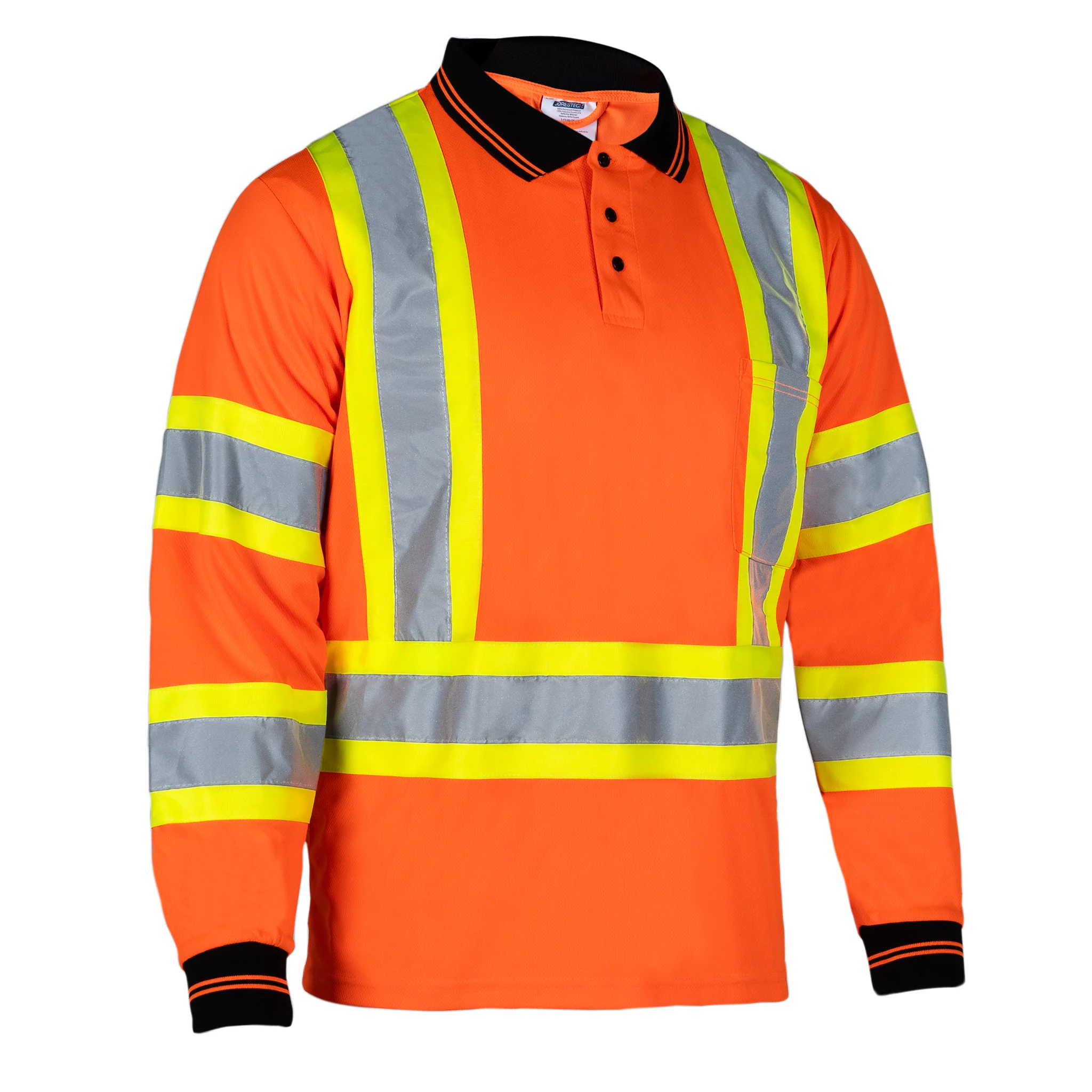 Hi-Vis X-Back Reflective Two-Tone Safety Long Sleeve Polo Shirt - Image 18