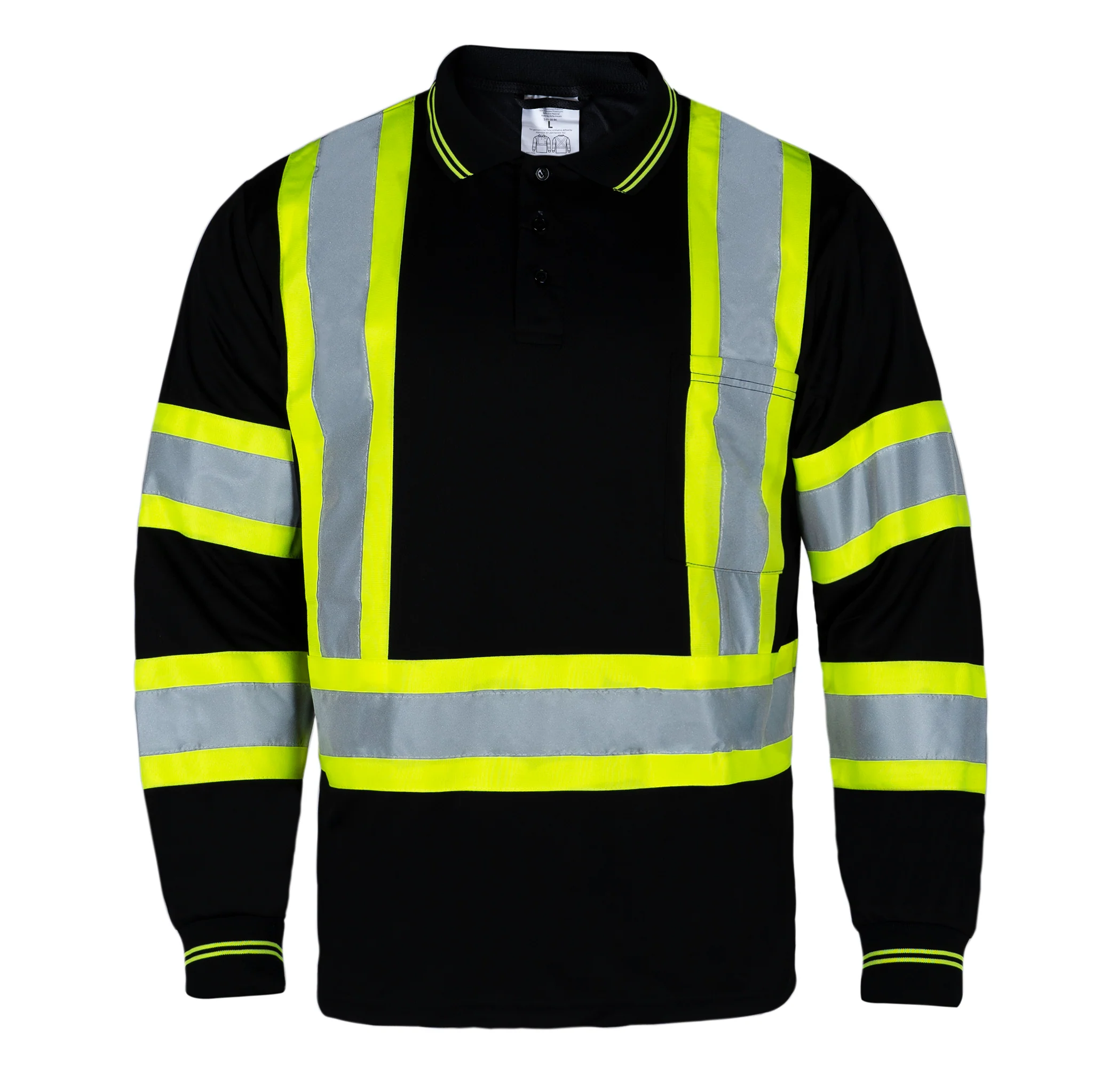 Hi-Vis X-Back Reflective Two-Tone Safety Long Sleeve Polo Shirt - Image 21
