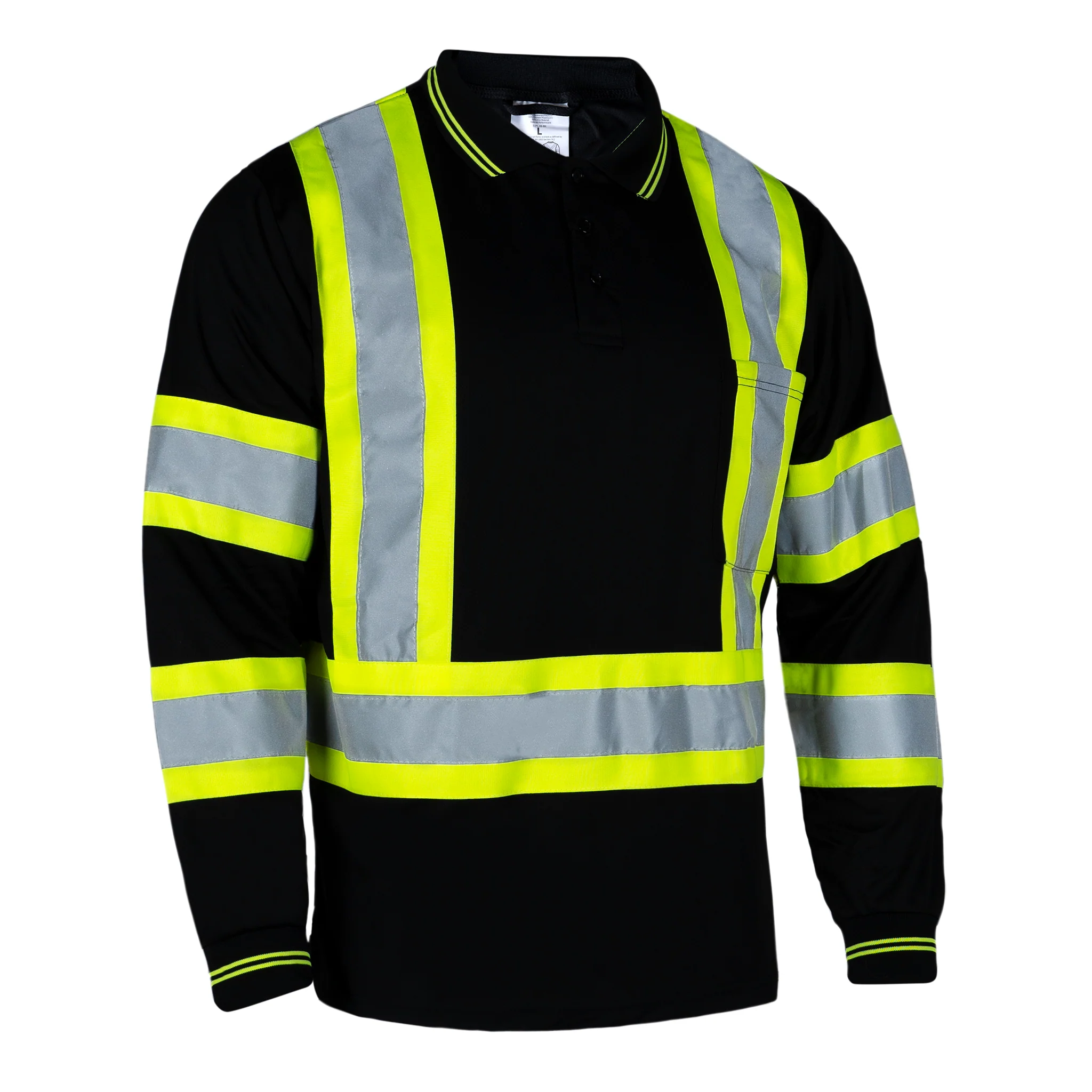 Hi-Vis X-Back Reflective Two-Tone Safety Long Sleeve Polo Shirt - Image 23