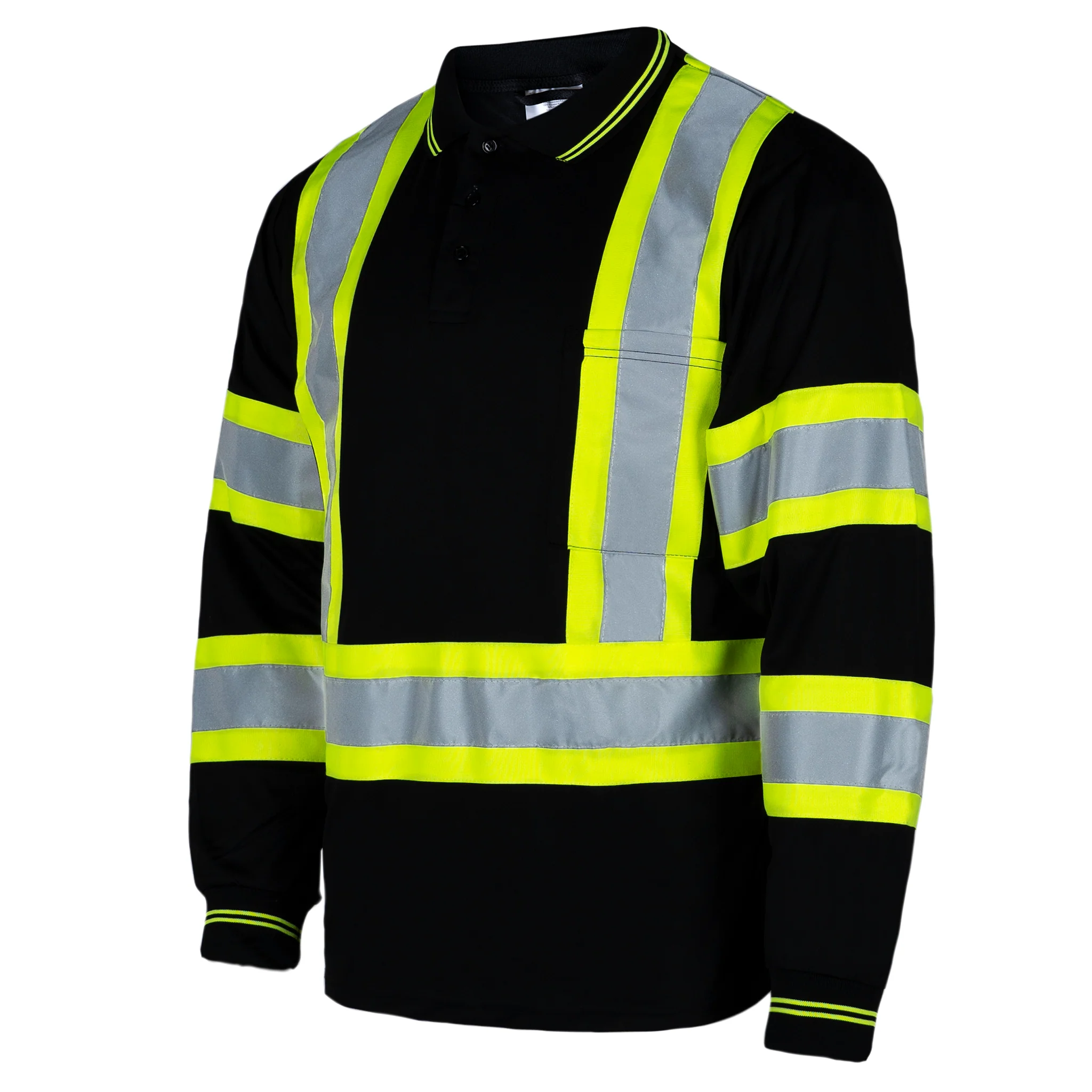 Hi-Vis X-Back Reflective Two-Tone Safety Long Sleeve Polo Shirt - Image 24