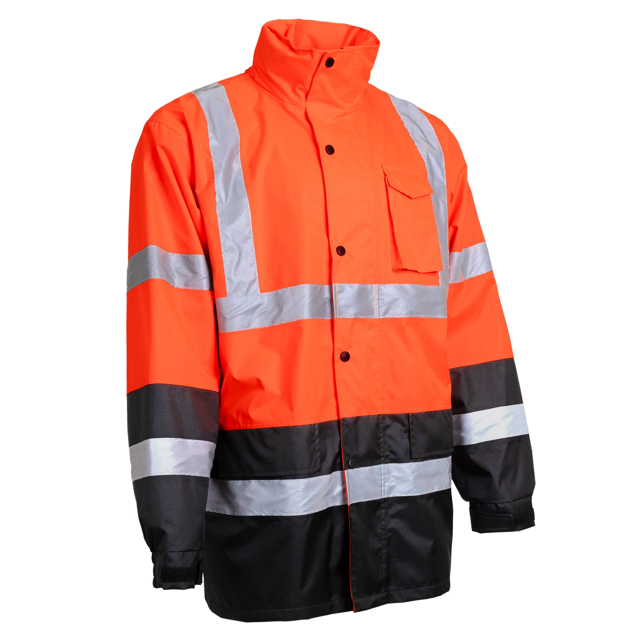 Hi-Vis Yellow/Black Rain Jacket with 2" Reflective Strips - Image 15