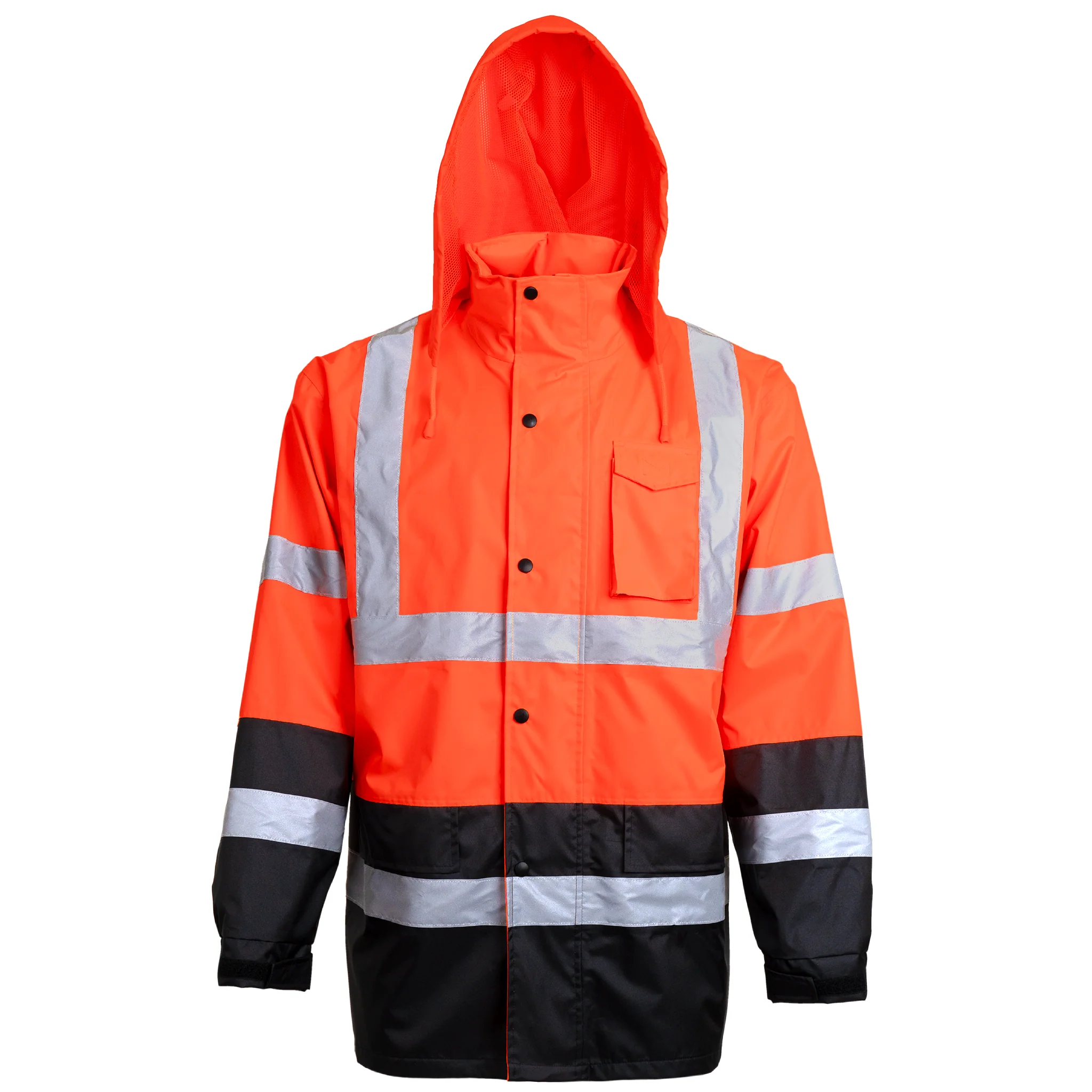 Hi-Vis Yellow/Black Rain Jacket with 2" Reflective Strips - Image 18