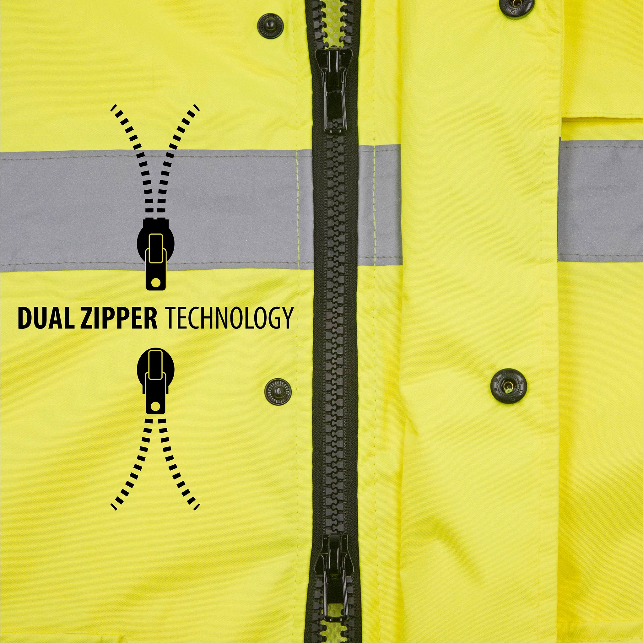 Hi-Vis Yellow/Black Rain Jacket with 2" Reflective Strips - Image 5